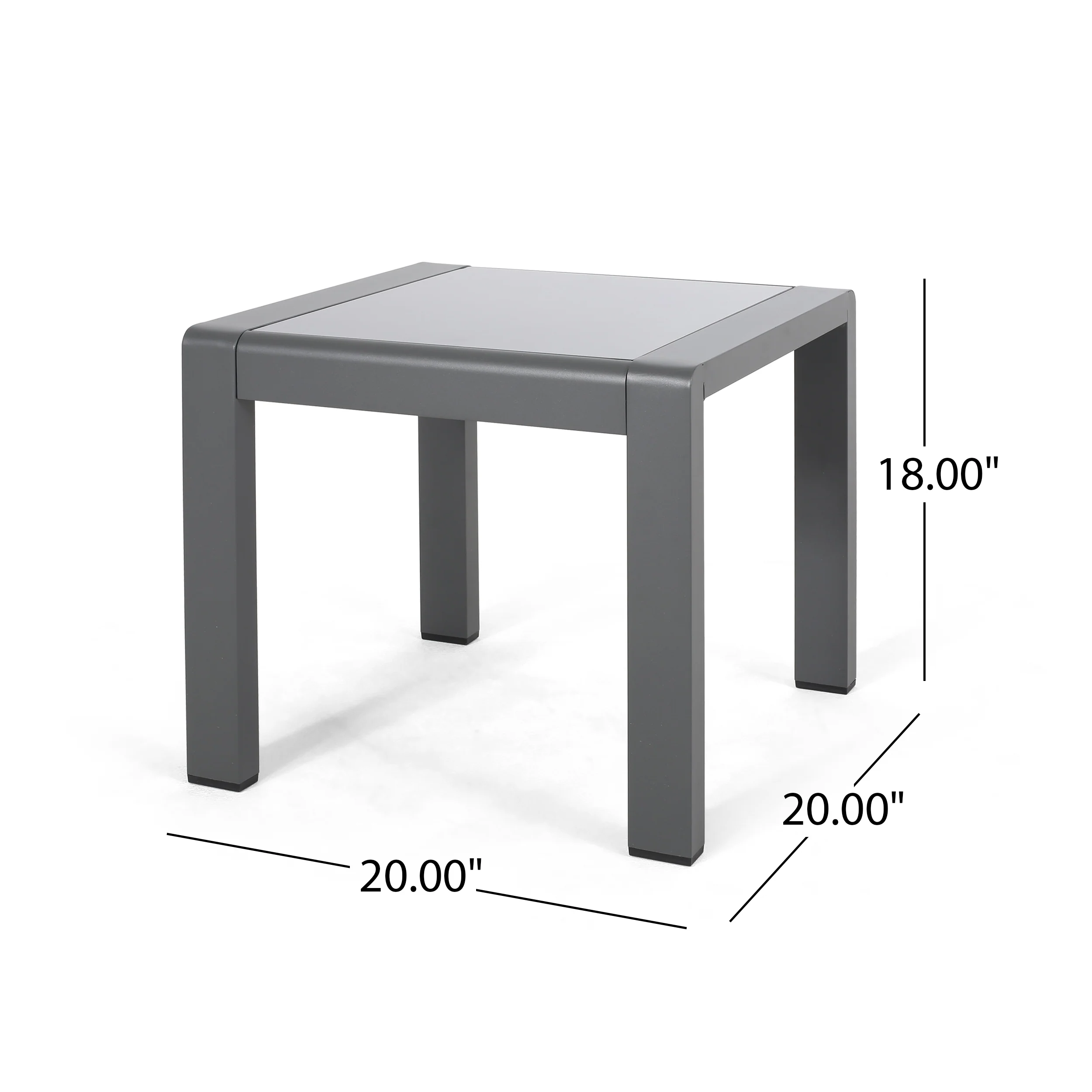 Giovanna Coral Outdoor Aluminum Side Table with Glass Top - furnishings