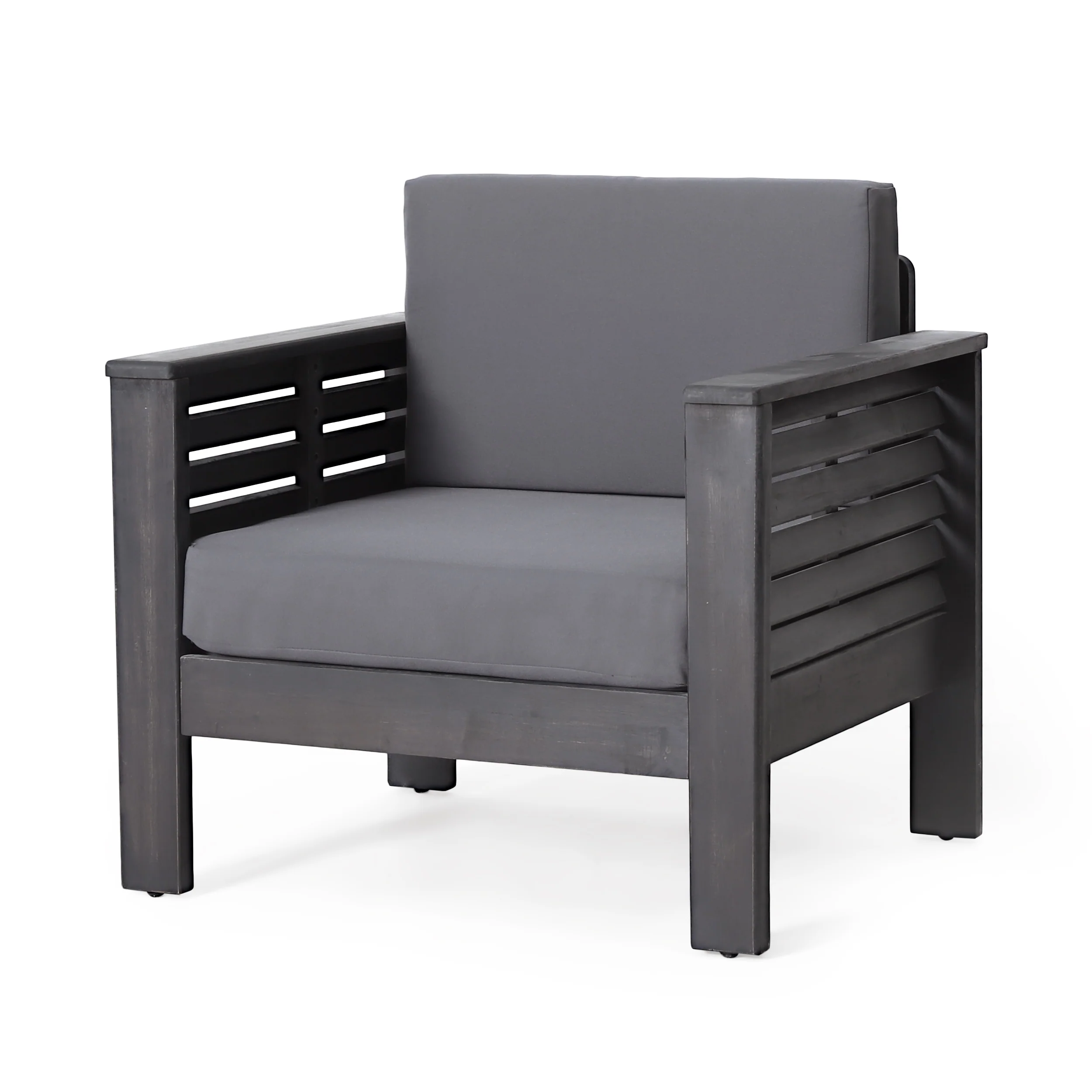 Rabun Outdoor Acacia Wood Club Chairs with Cushions, Set of 2 - furnishings