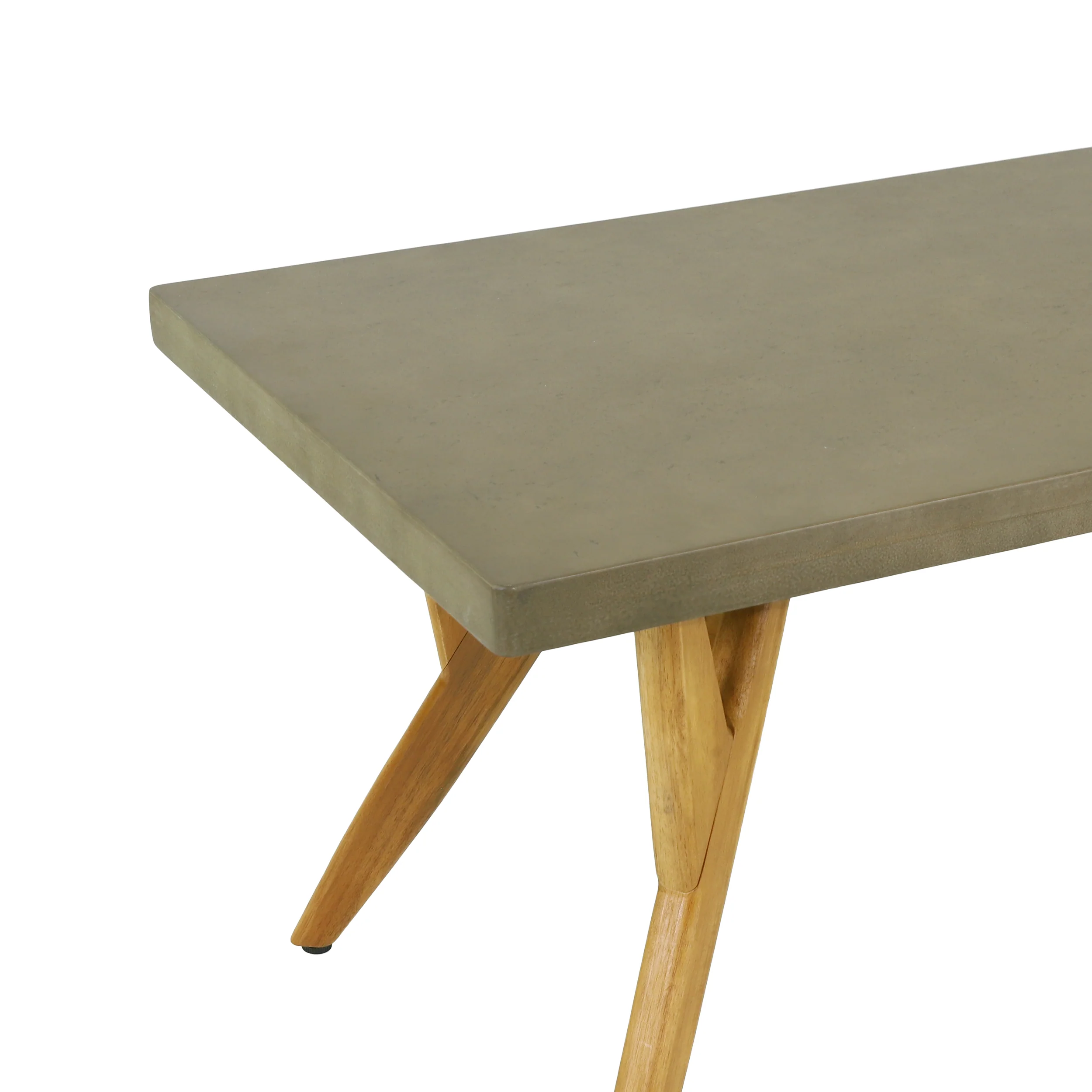 Loverin Outdoor Acacia Wood and Cast Stone Coffee Table, Teak and Light Gray - furnishings