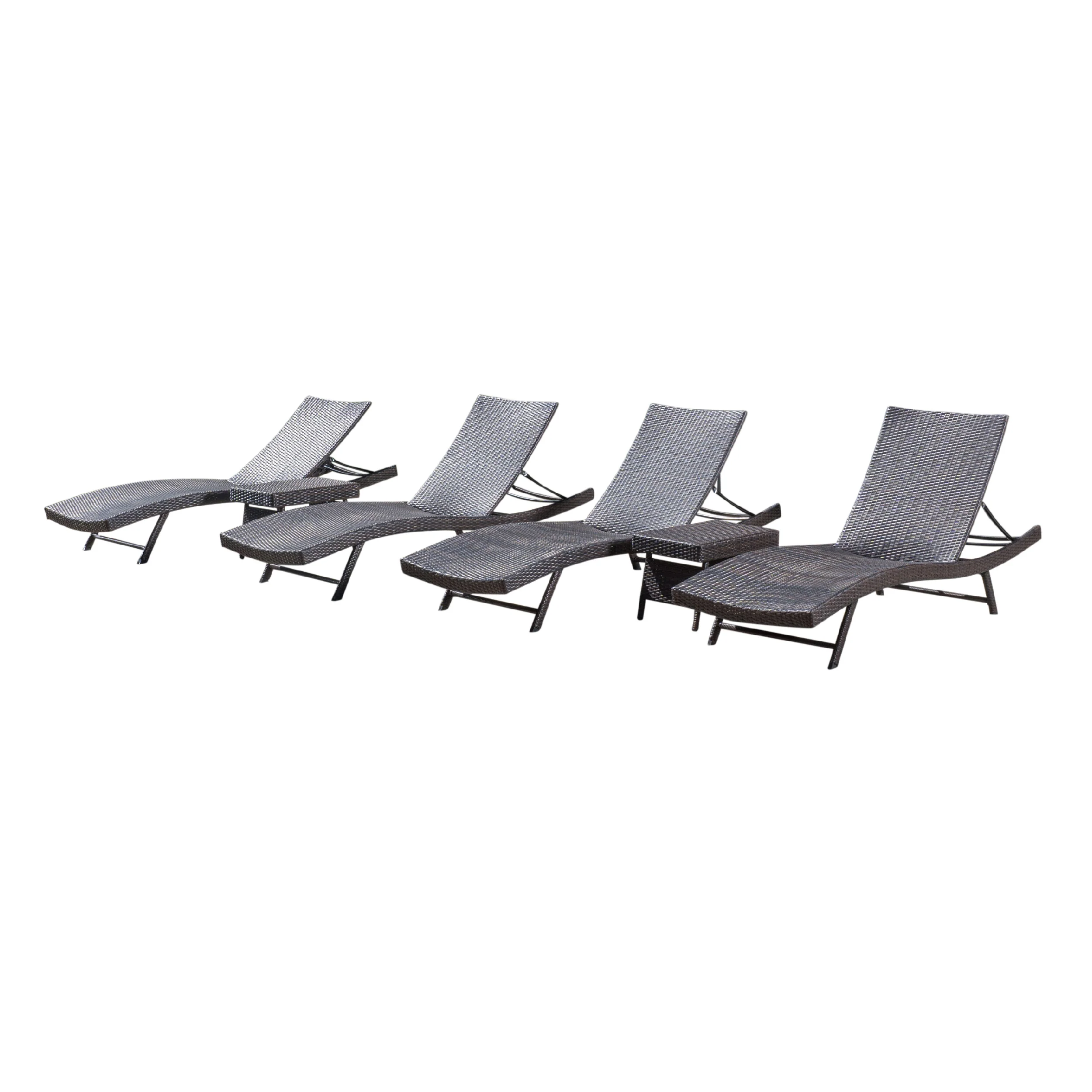 Eliana Outdoor 6pc Brown Wicker Chaise Lounge Chairs Set - furnishings