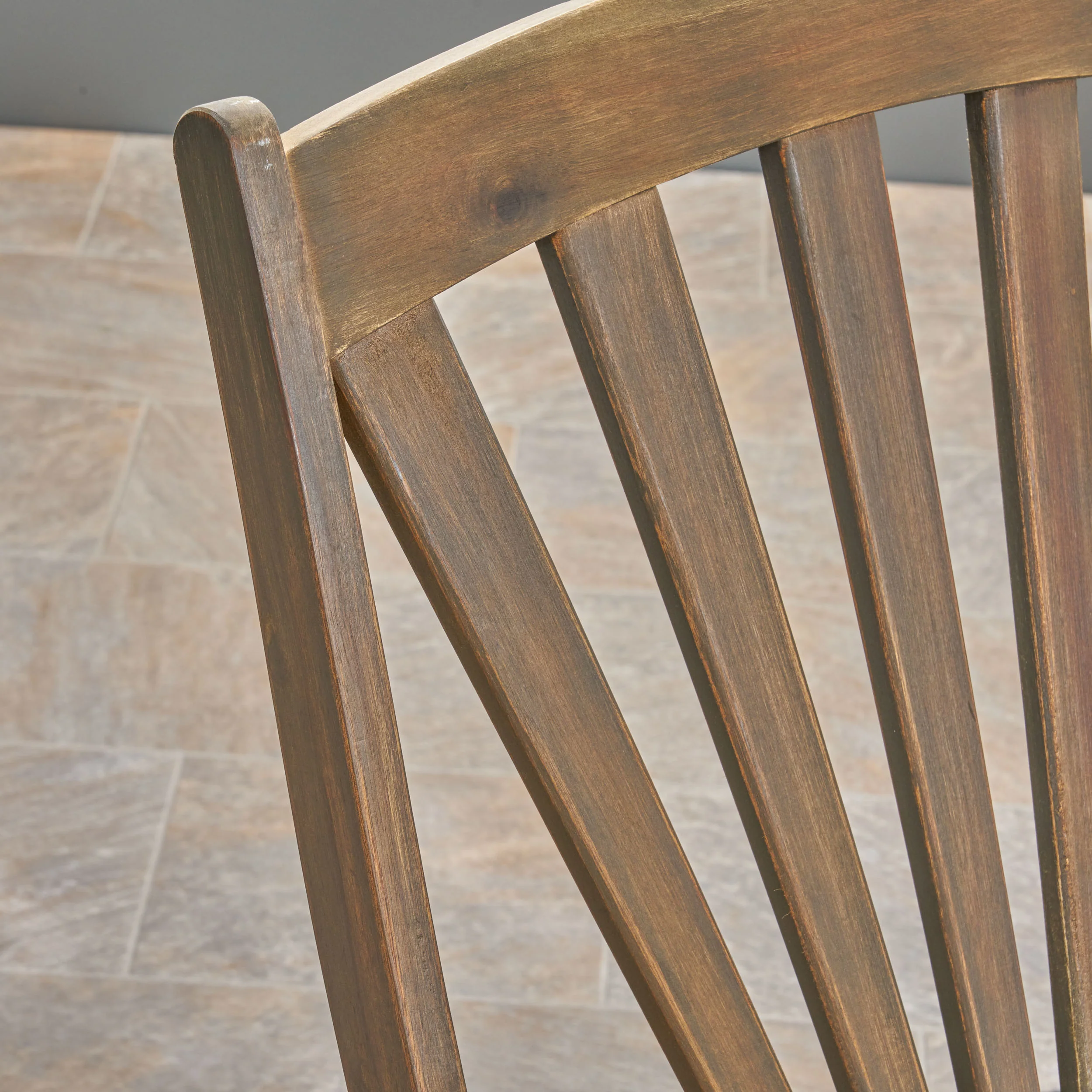 Sunview Outdoor Rustic Acacia Wood Recliner Rocking Chair with Side Table - furnishings