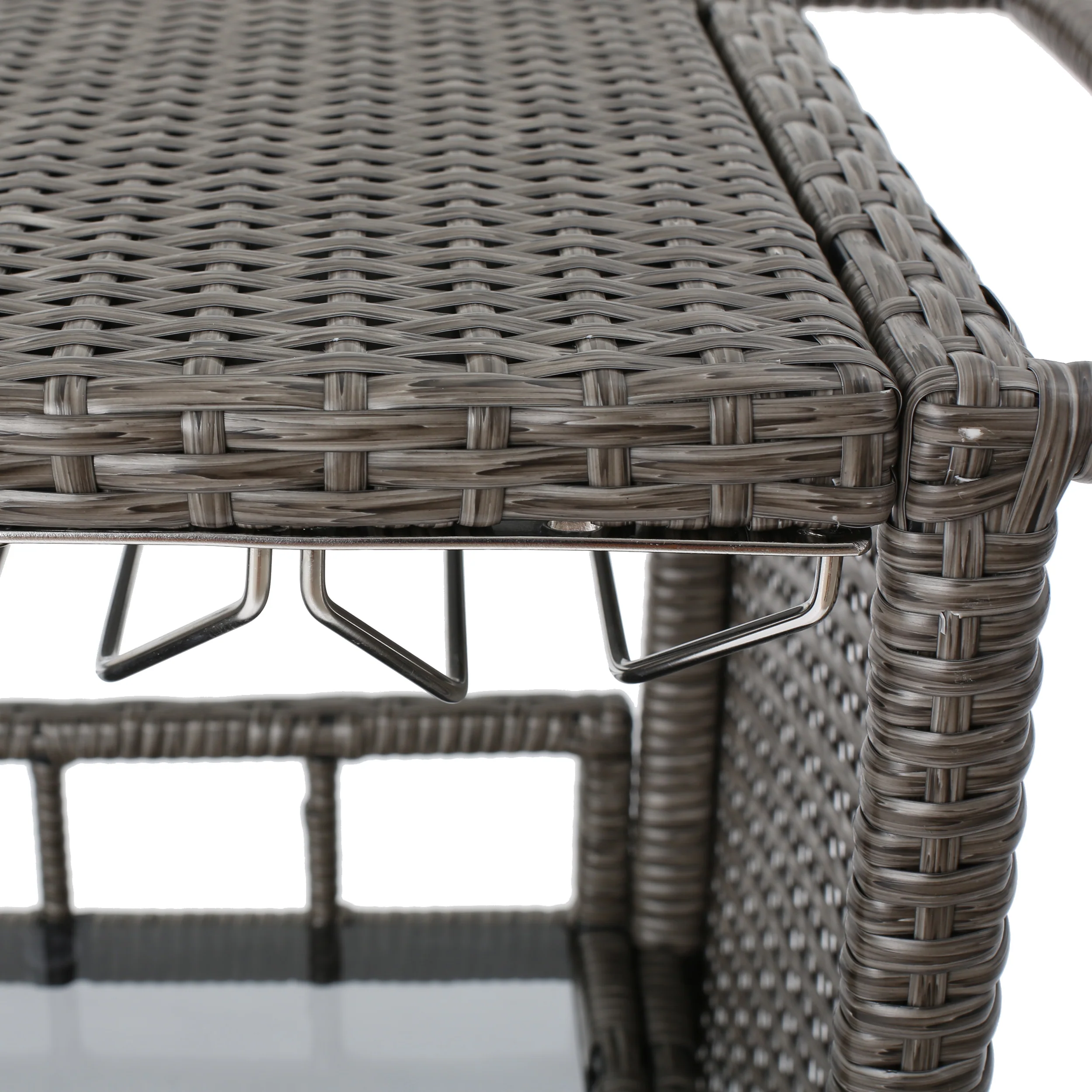 Waikiki Outdoor Fine Crafted Mixed Black Wicker Bar Serving Cart - furnishings