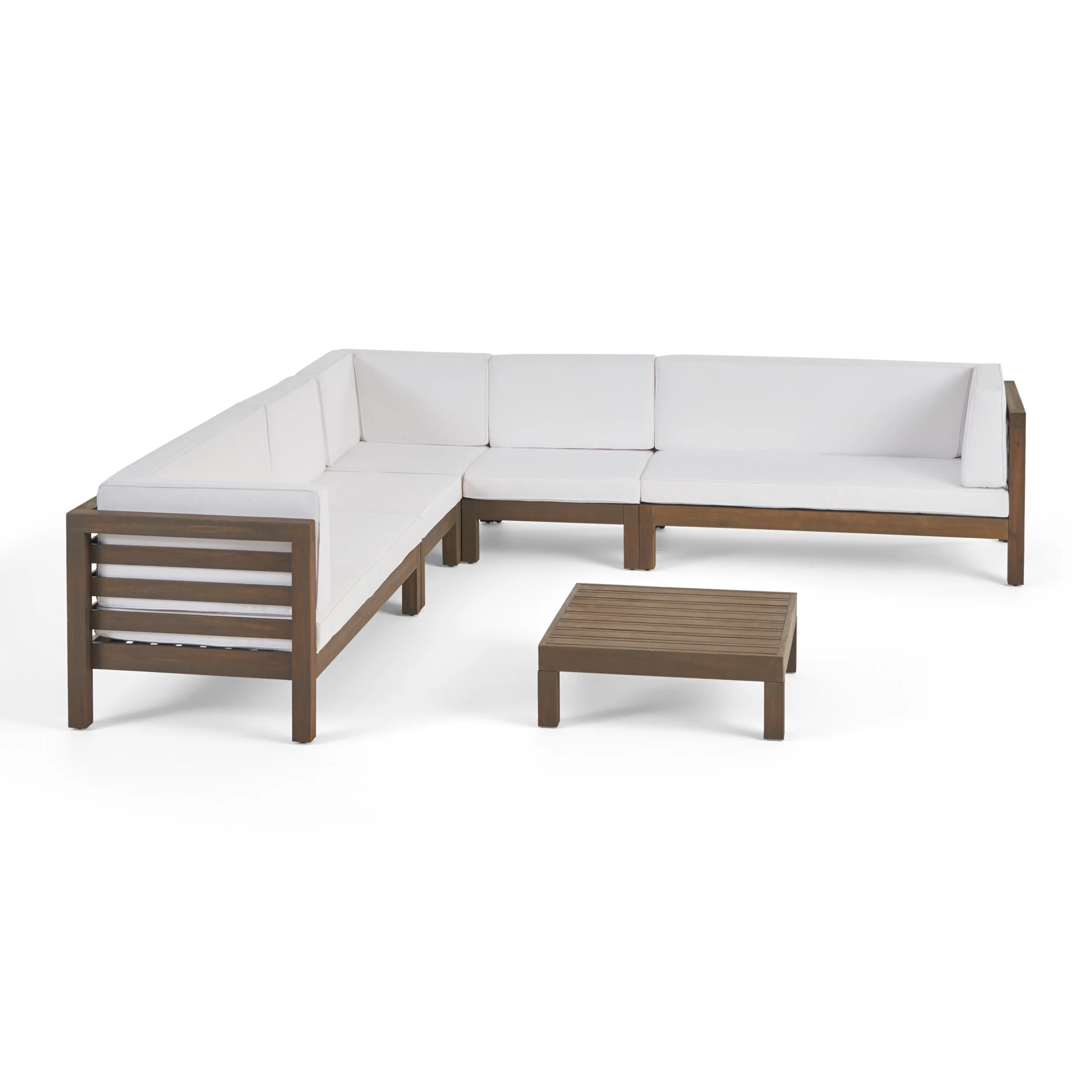 Emma Outdoor 7 Seater Acacia Wood Sectional Sofa Set - furnishings