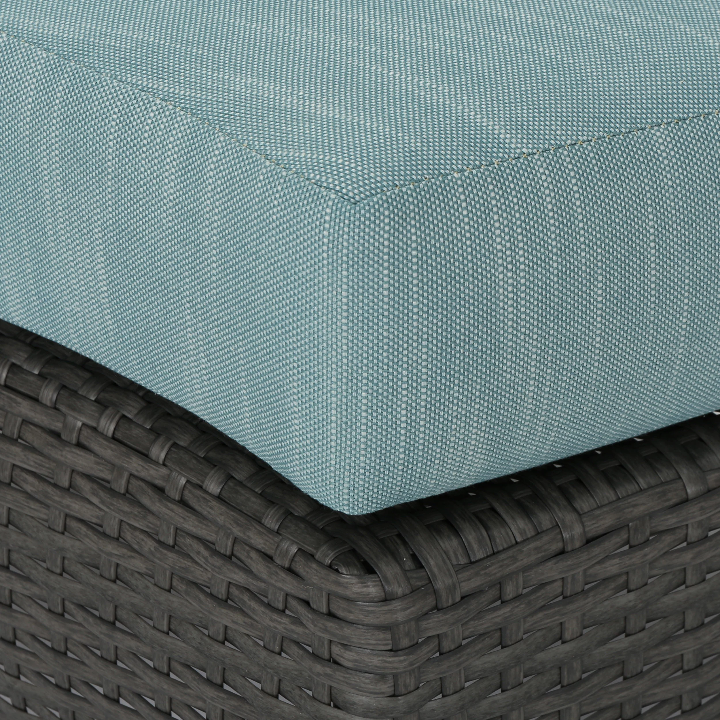 Venice Outdoor 10 Piece Gray Wicker Sectional Sofa Set with Teal Cushions - furnishings
