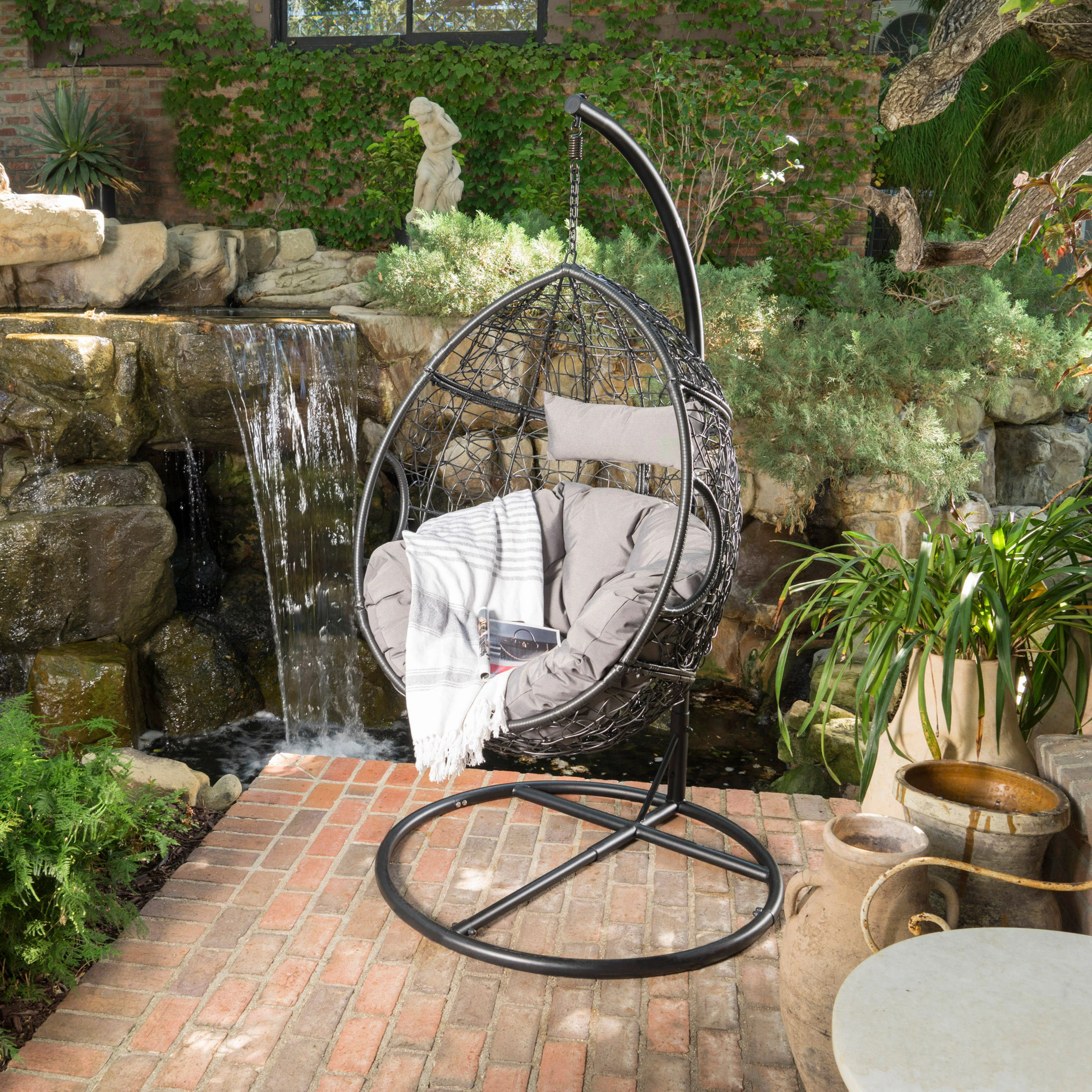 Kyle Outdoor Wicker Hanging Teardrop / Egg Chair - furnishings