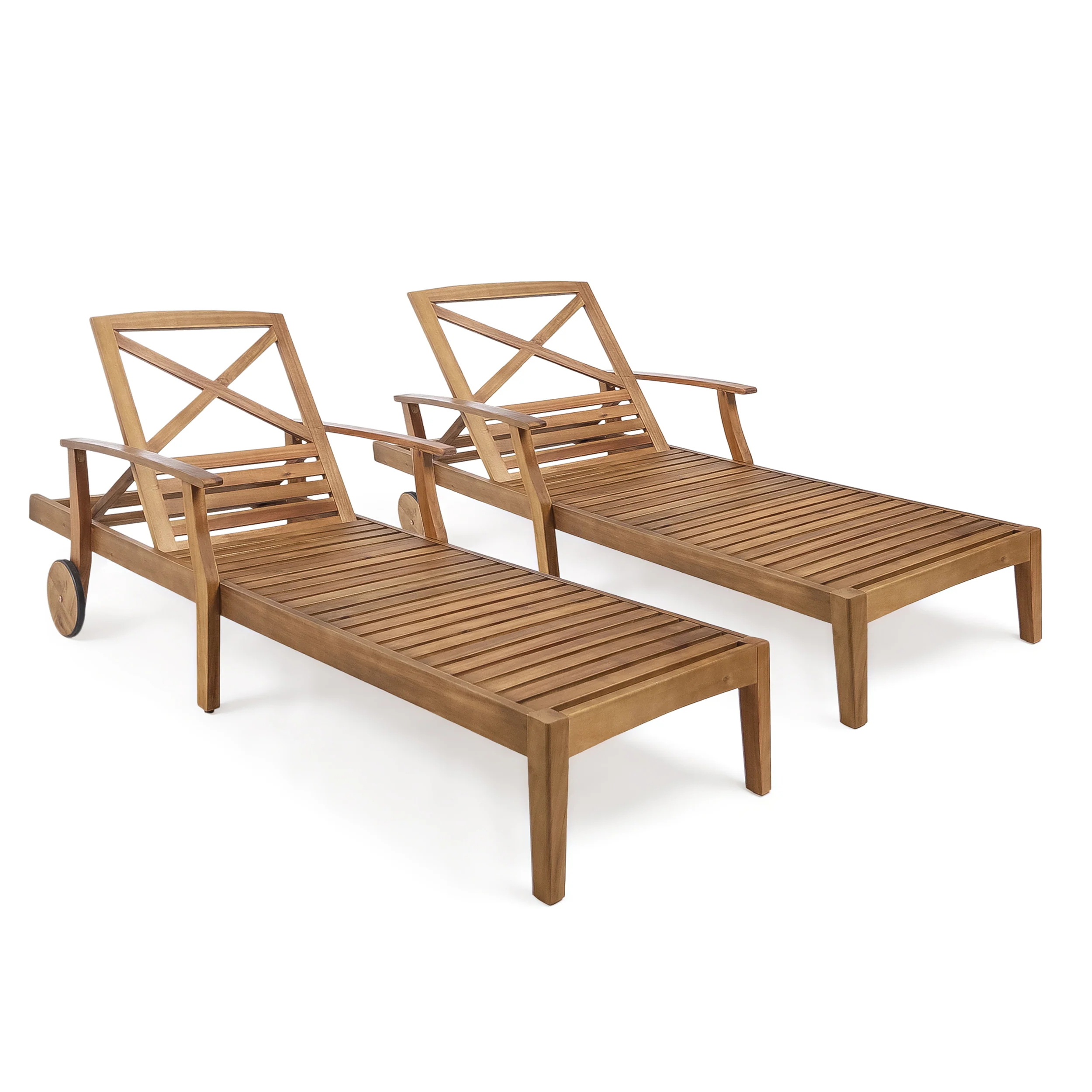 Thalia Outdoor Teak Finished Acacia Wood Chaise Lounge - furnishings