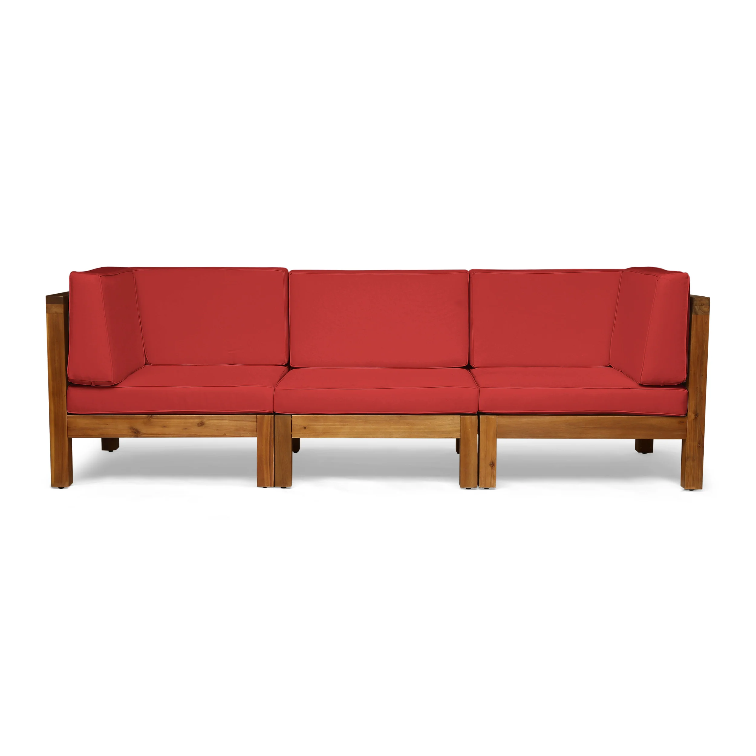 Dawson Outdoor Sectional Sofa Set - 3-Seater - Acacia Wood - Outdoor Cushions - furnishings