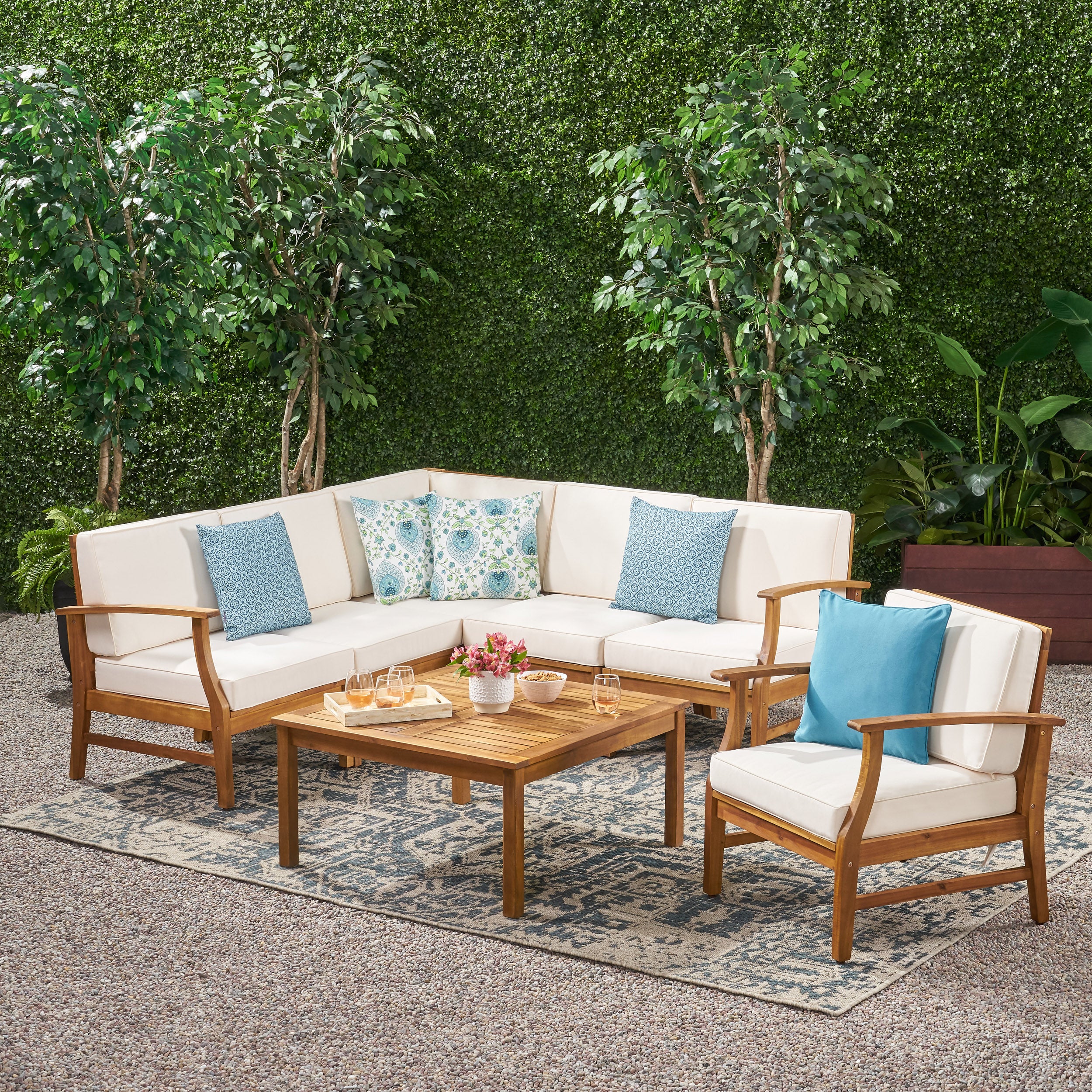 Capri 6-Seater Outdoor Wooden Sectional - furnishings