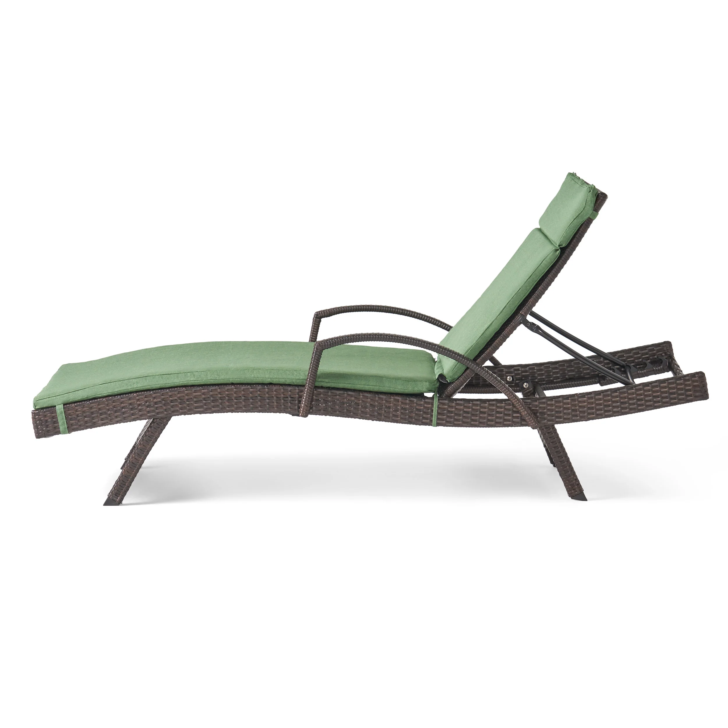 Lakeport Outdoor Adjustable Armed Chaise Lounge Chair w/ Cushion - furnishings