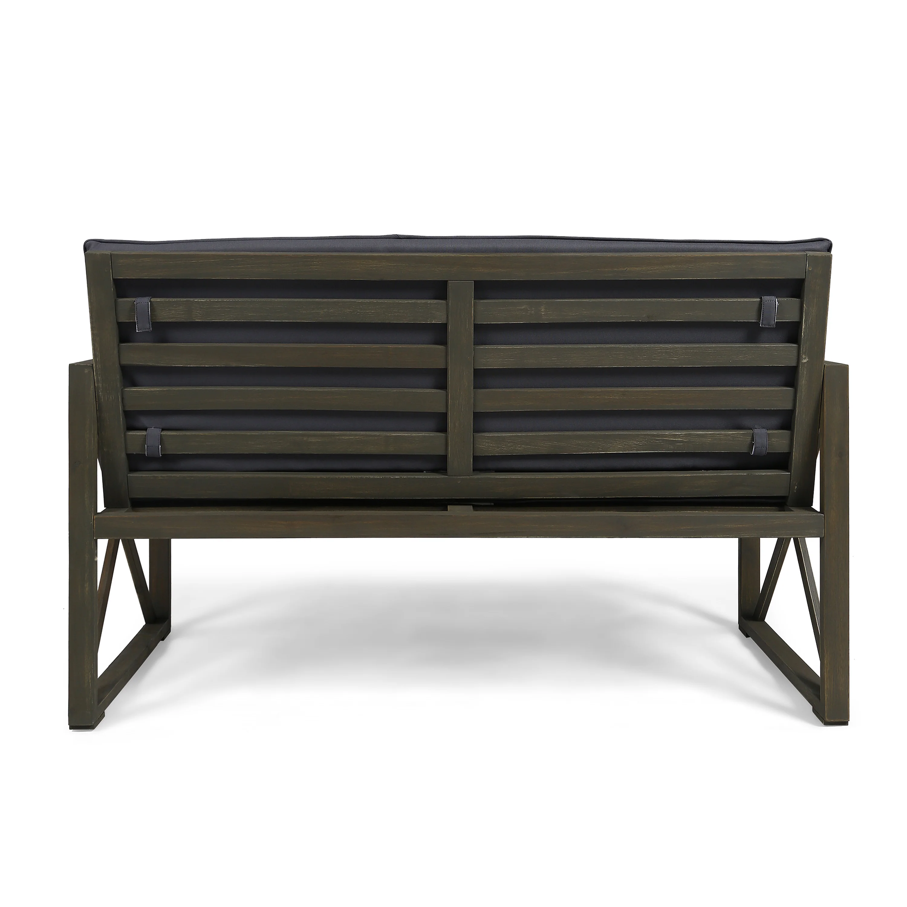 Hazel Outdoor Acacia Wood Loveseat with Coffee Table Set with Cushions - furnishings