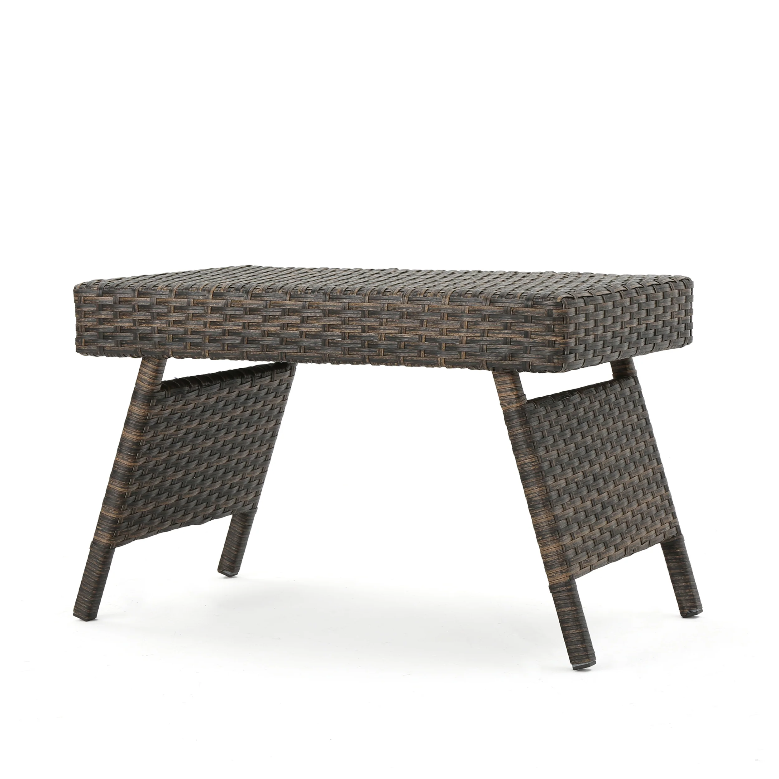 Thelma Outdoor Wicker and Aluminum Folding Side Table - furnishings
