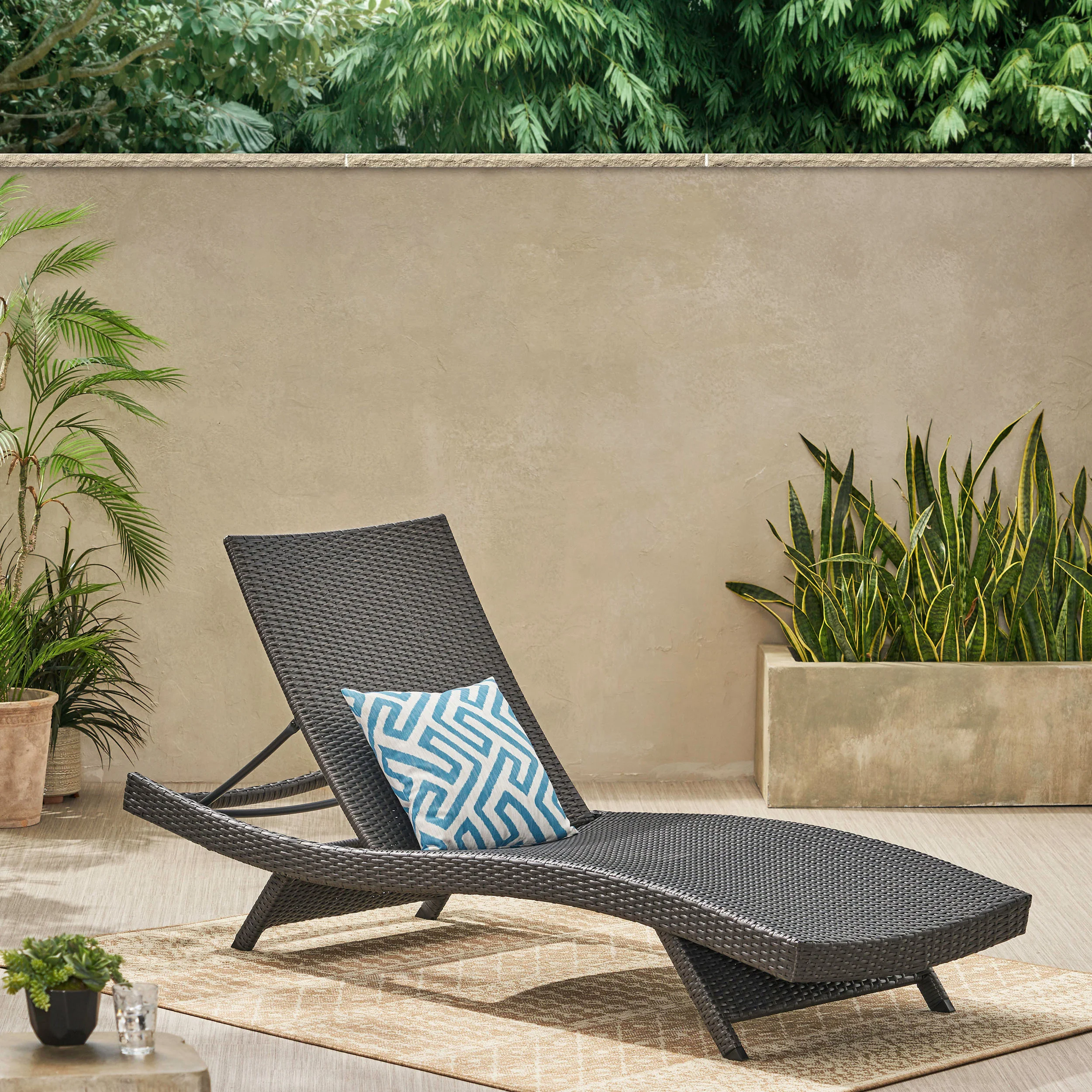 Lakeport Outdoor Grey Wicker Chaise Lounge Chairs - furnishings