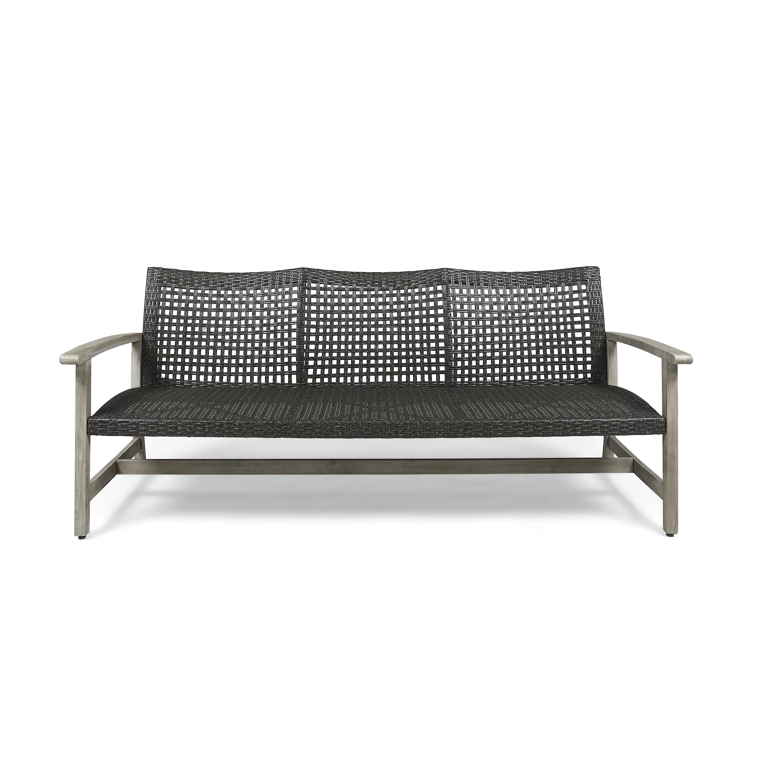 Marcia Outdoor 3-Seater Wicker Weave Sofa with Acacia Wood Frame - furnishings