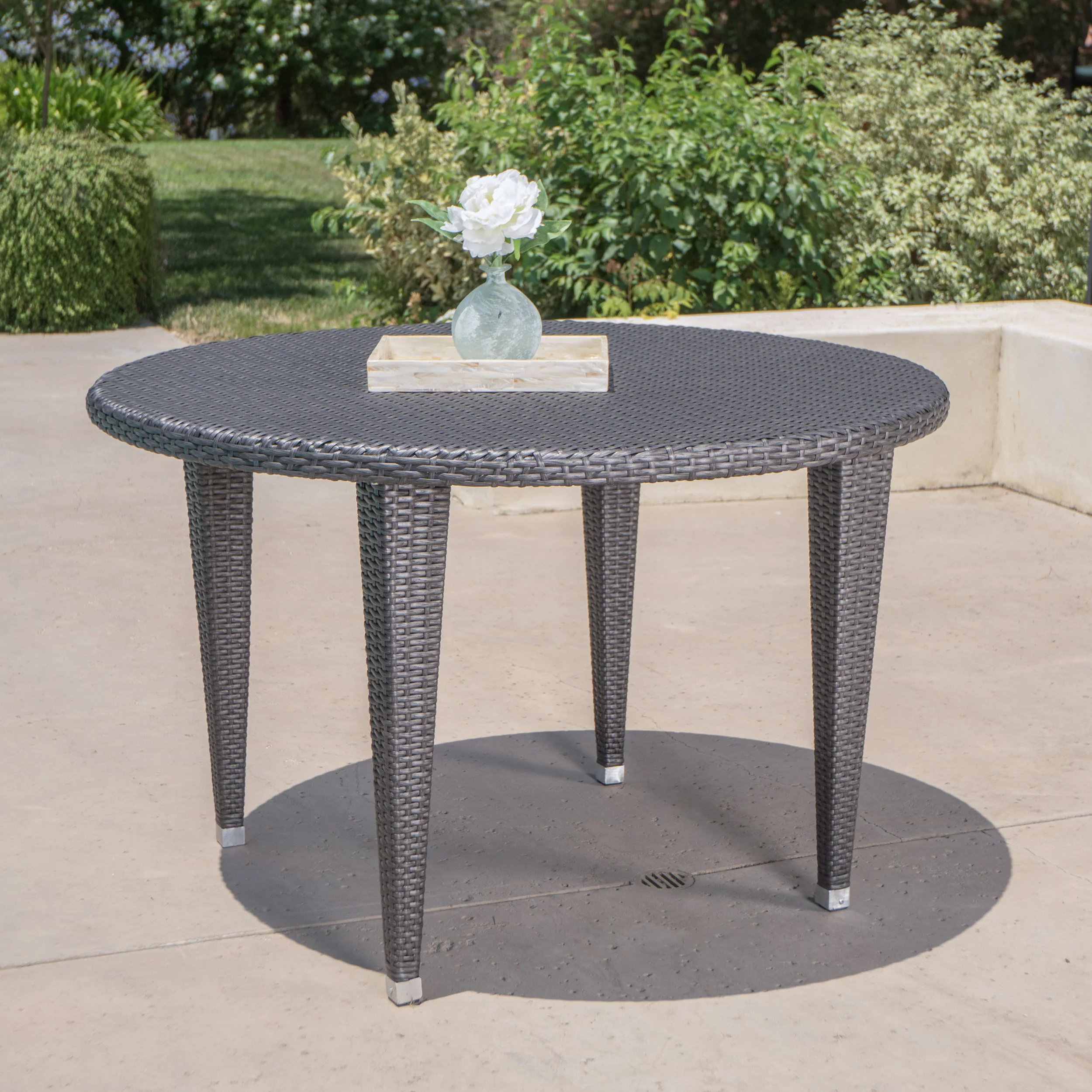 Dunedain Outdoor Round Wicker Dining Table - furnishings