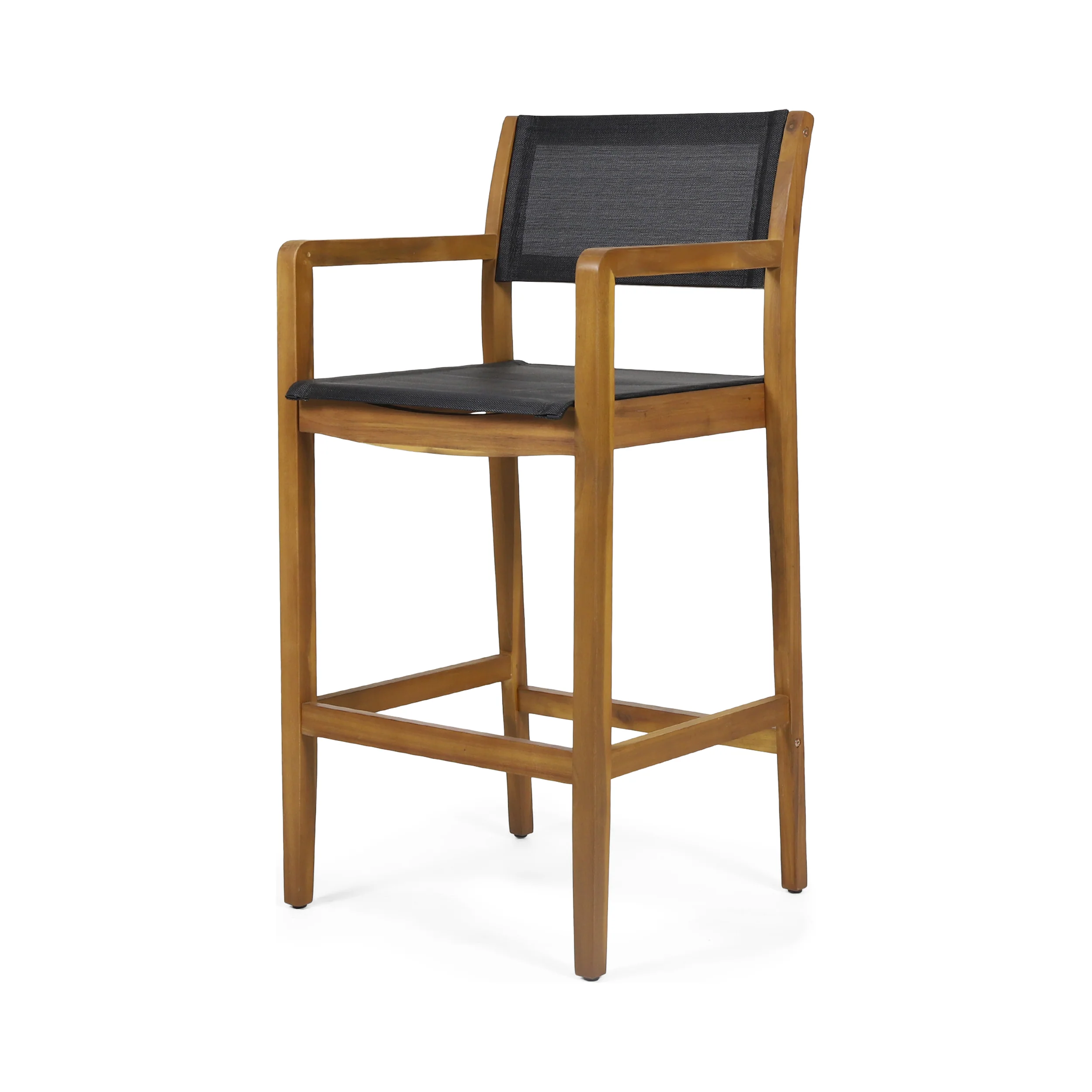 Daiquan Outdoor Acacia Wood Barstools with Outdoor Mesh (Set of 2) - furnishings