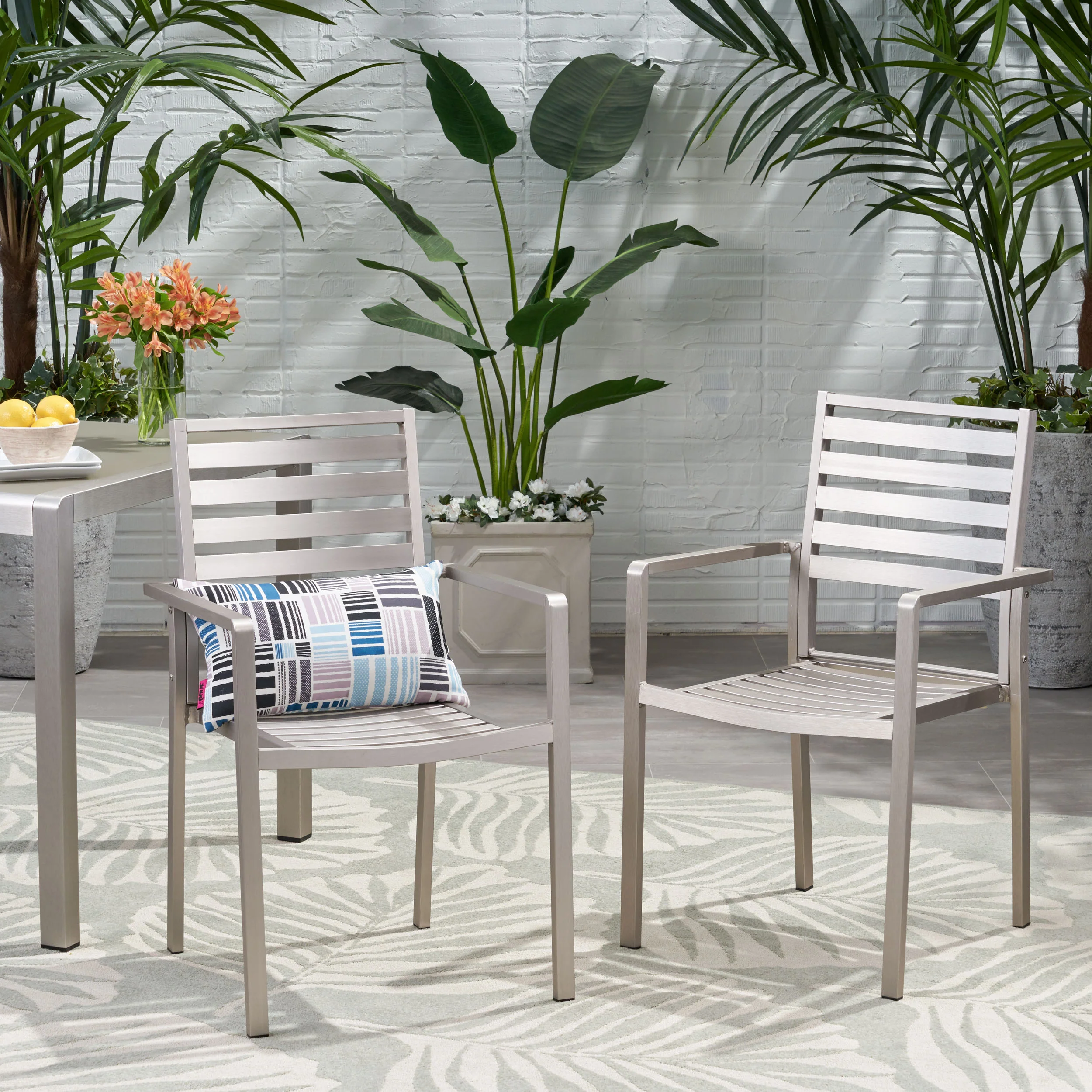 Cherie Outdoor Modern Aluminum Dining Chair (Set of 2) - furnishings
