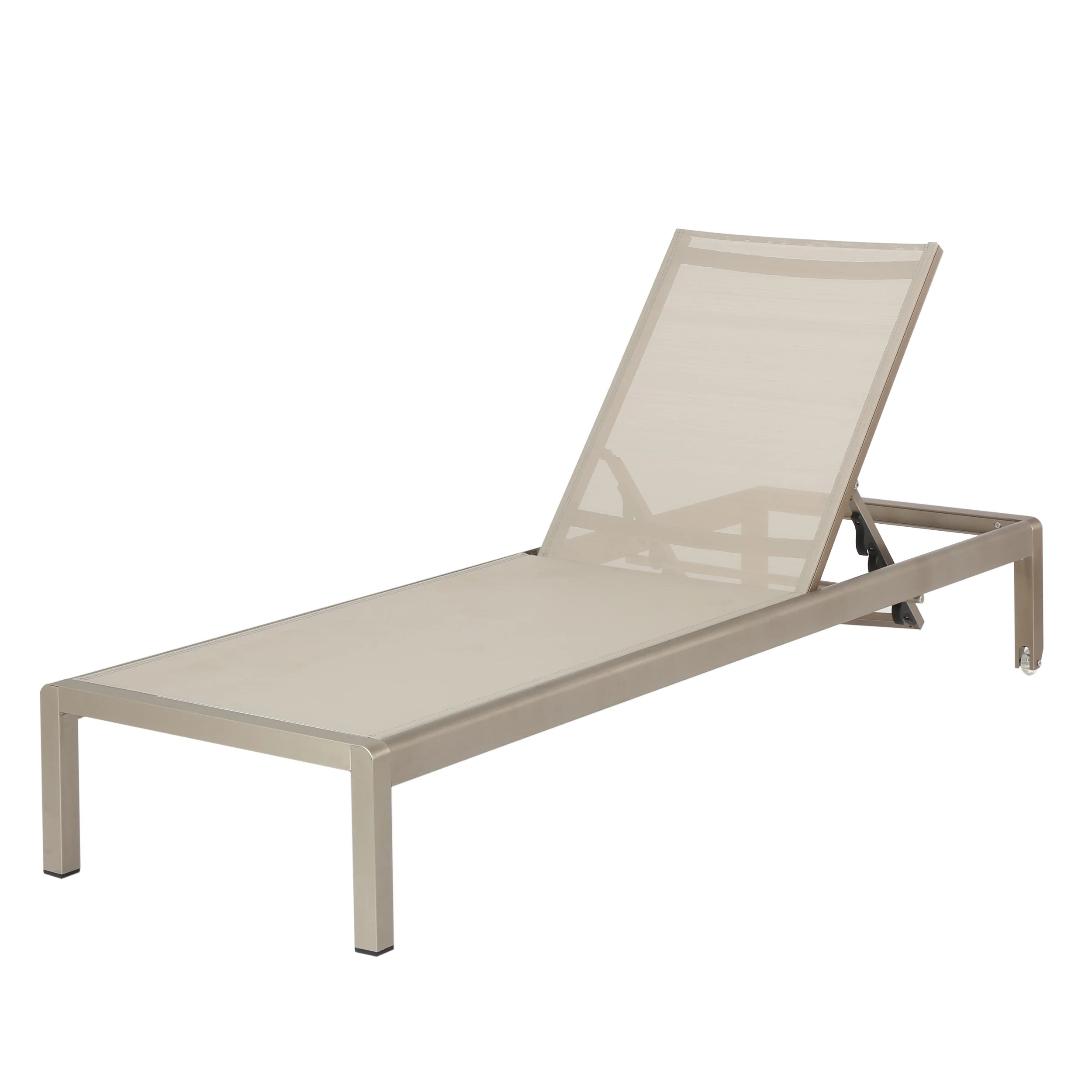 Cherie Modern Outdoor Gray Mesh Chaise Lounge with Wheels - furnishings