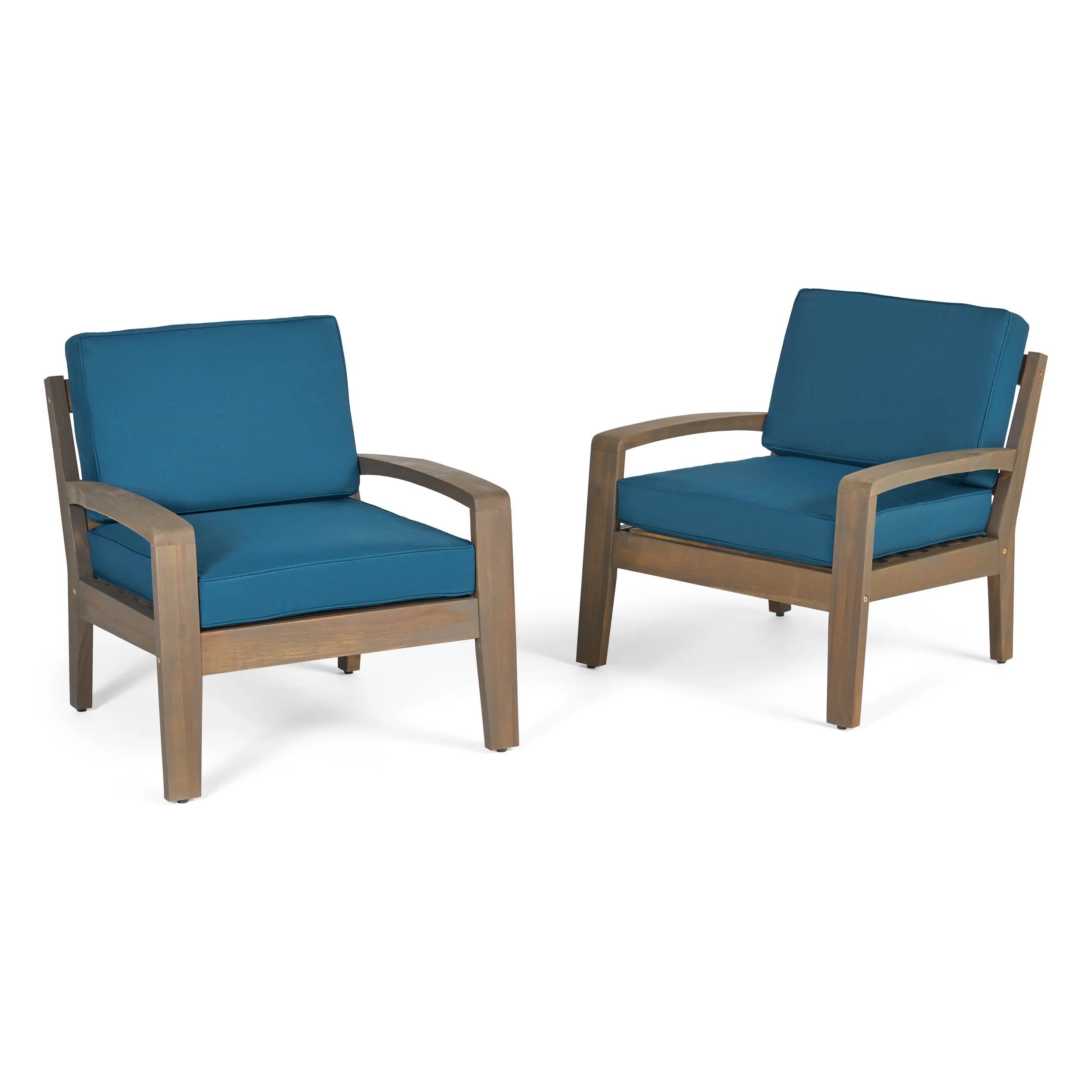 Parma Outdoor Acacia Wood Club Chairs with Cushions - furnishings