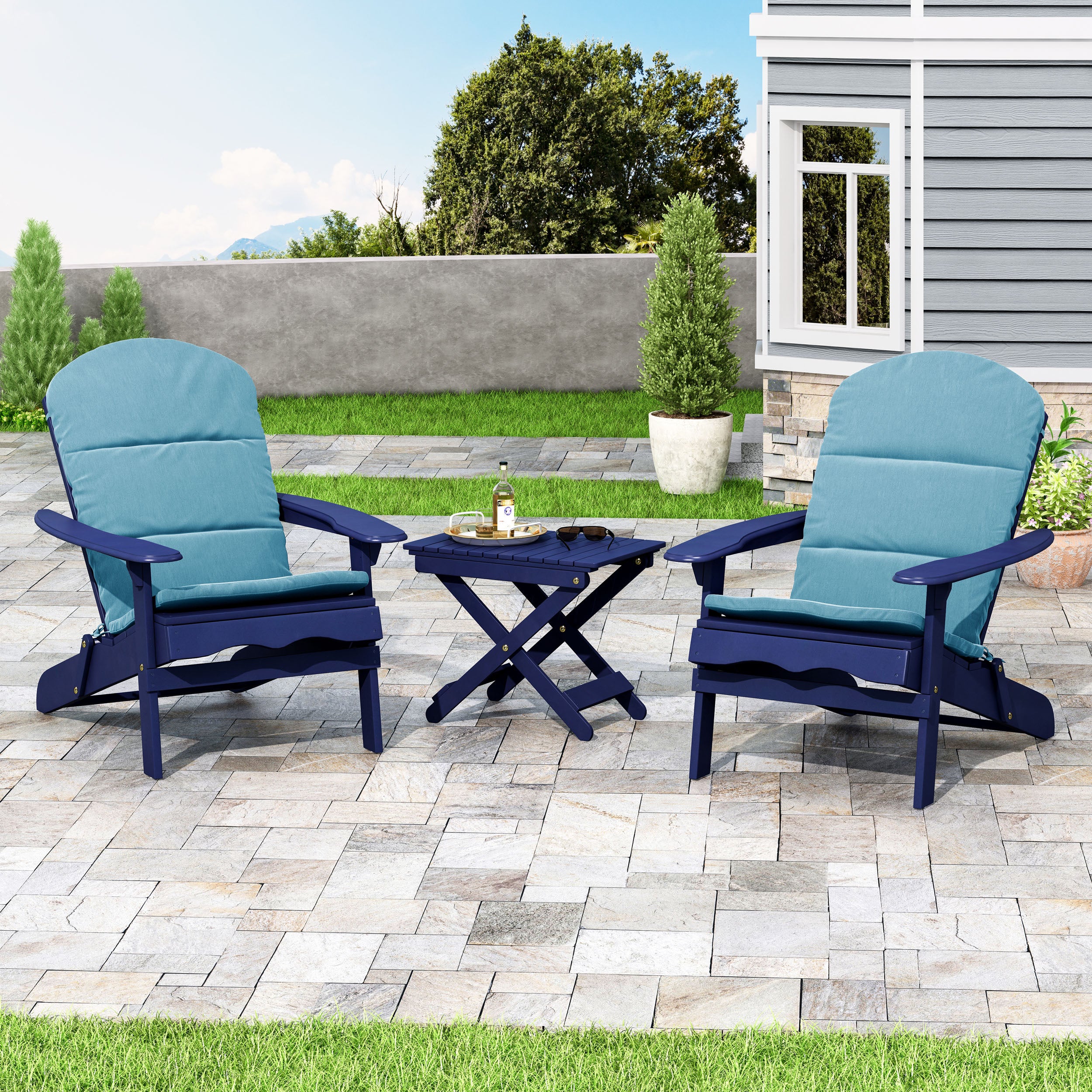 Reed Outdoor 2 Seater Acacia Wood Chat Set with Water Resistant Cushions - furnishings