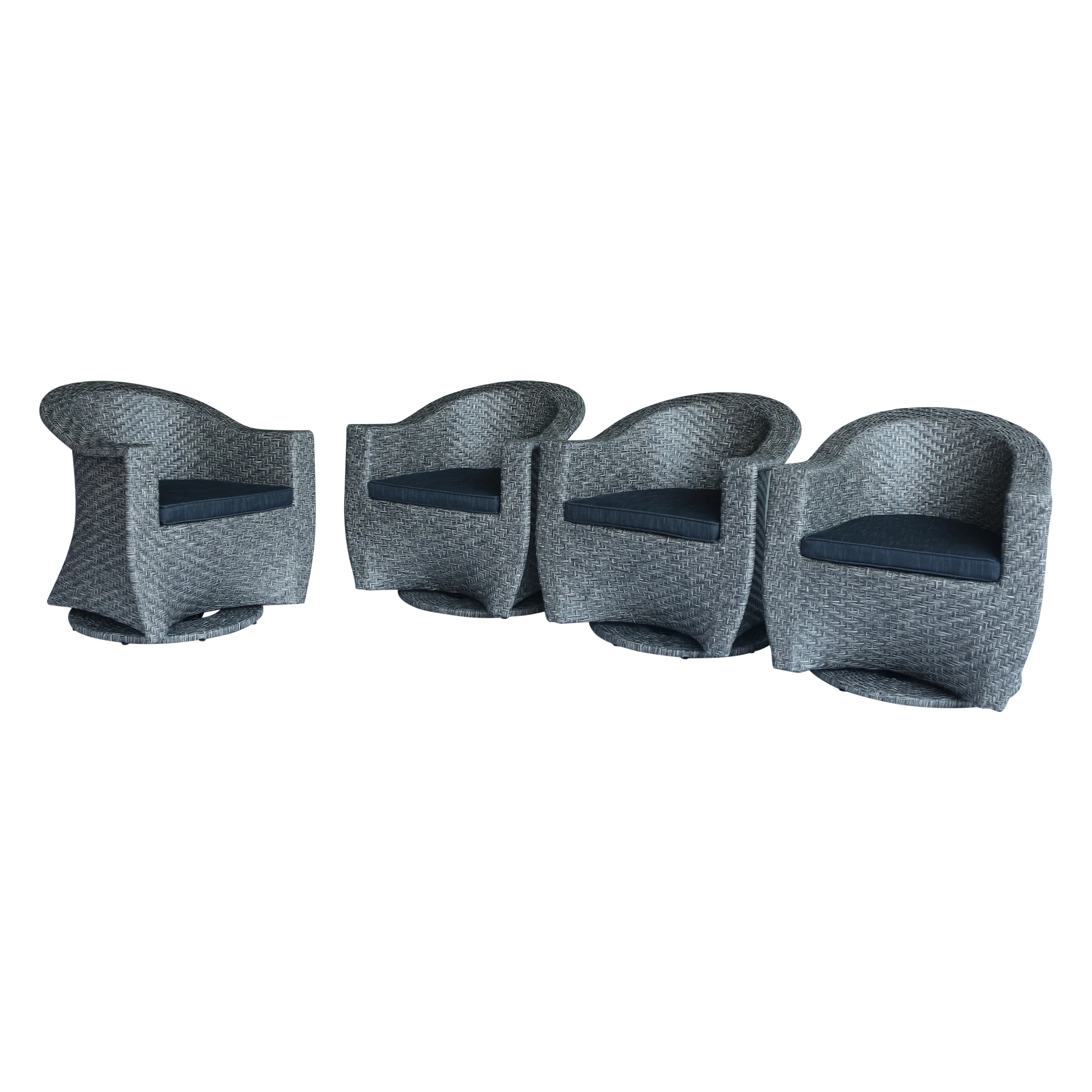 Larchmont Patio Swivel Chairs, Wicker with Outdoor Cushions, Mixed Black and Dark Gray - furnishings