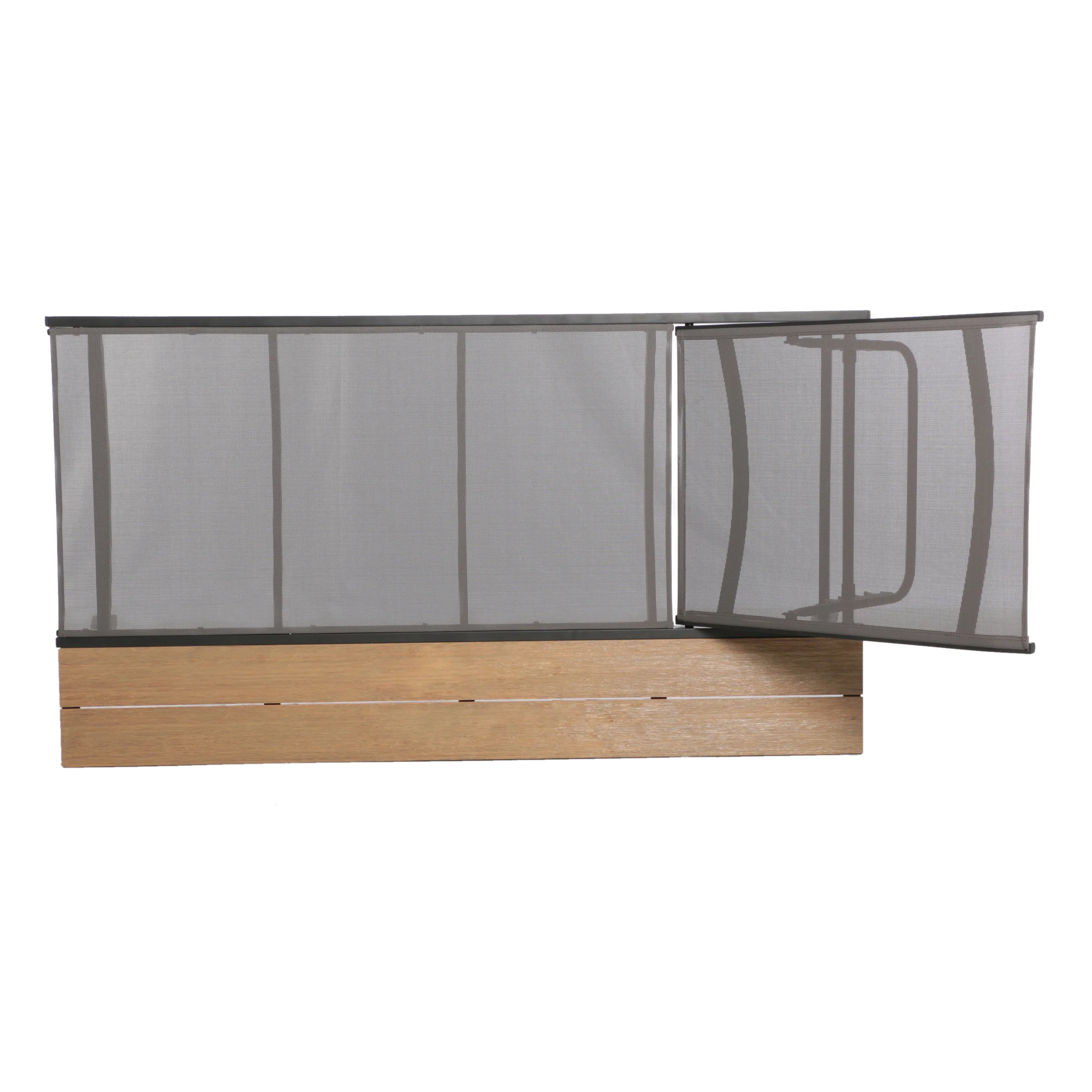 John Outdoor Mesh and Aluminum Chaise Lounge with Side Table - furnishings