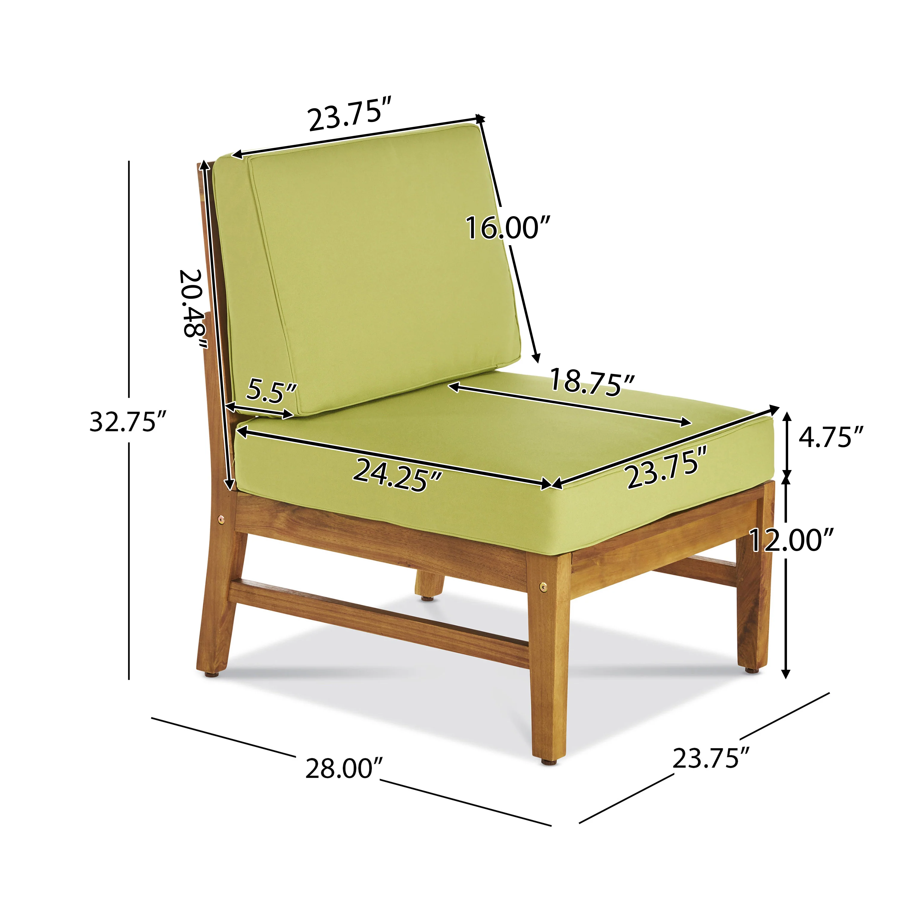 Capri Outdoor 5 Piece Sectional with Green Water Resistant Cushions - furnishings