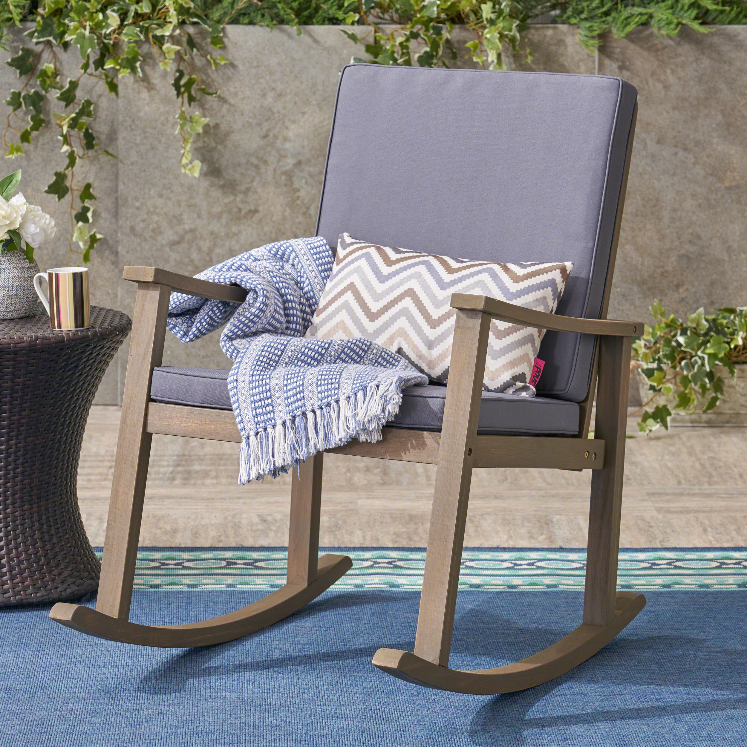 Aeney Outdoor Acacia Wood Rocking Chair - furnishings