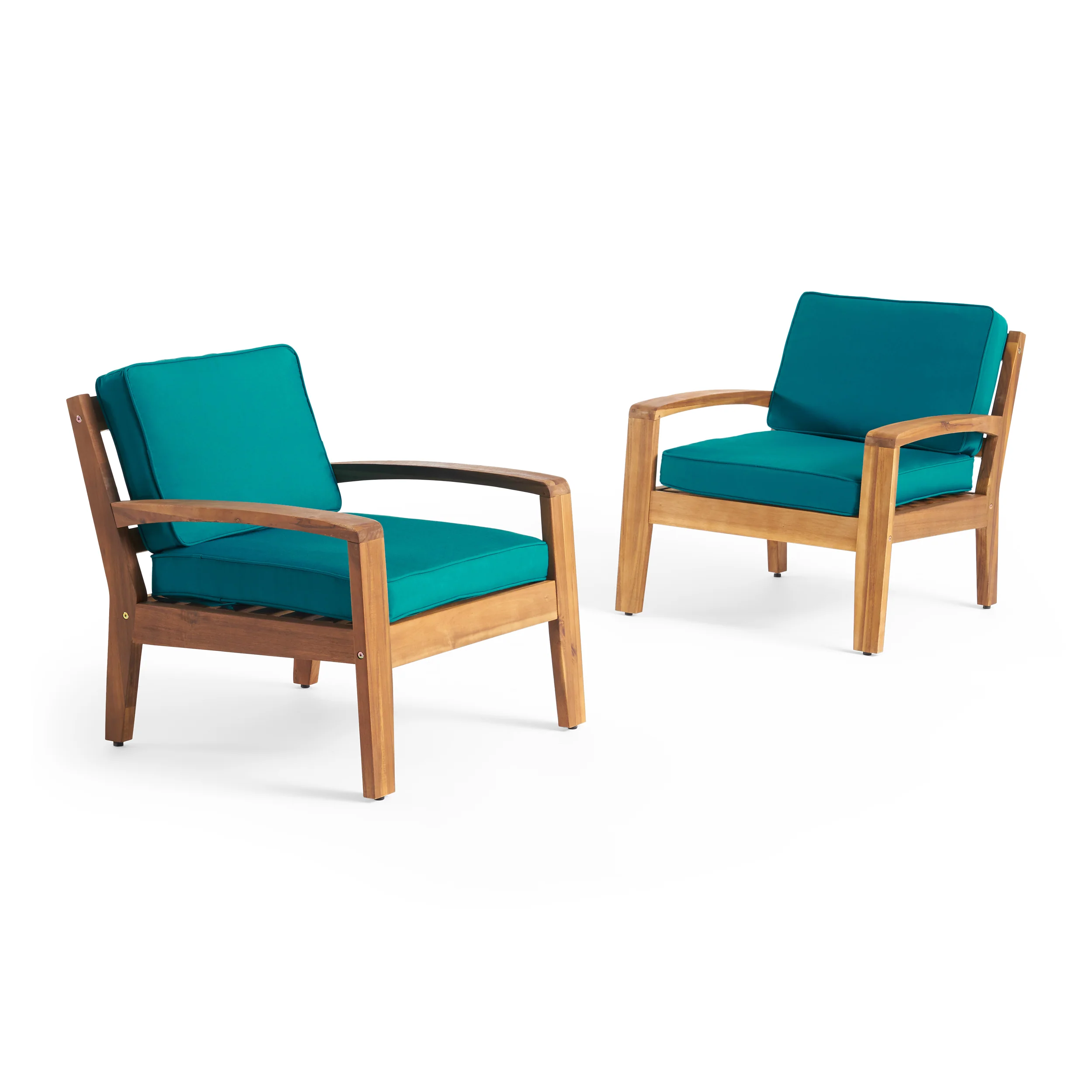 Parma Outdoor Acacia Wood Club Chairs with Sunbrella Cushions - furnishings