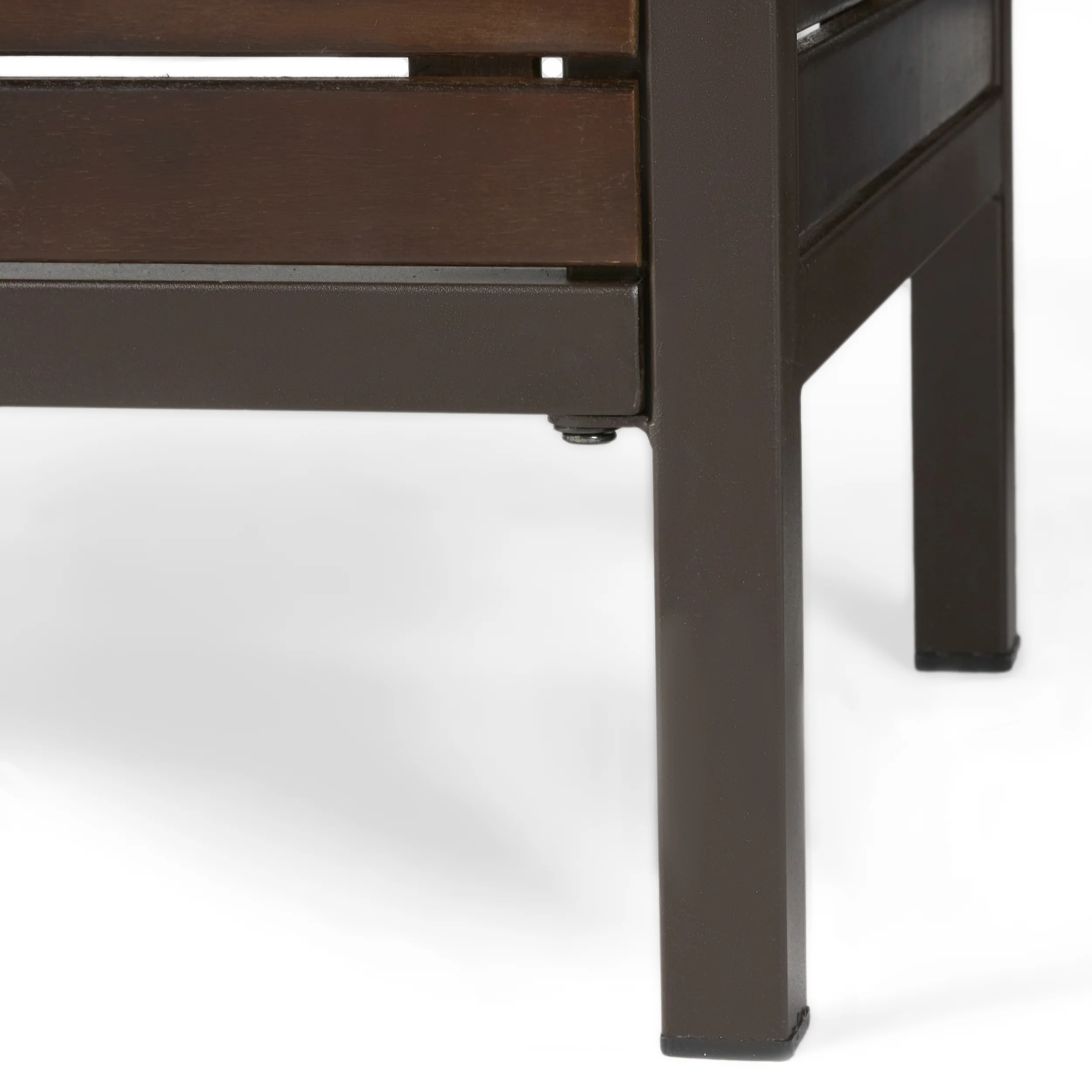 Isabel Dark Brown Acacia Wood & Rustic Metal Outdoor Bar Table - furnishings