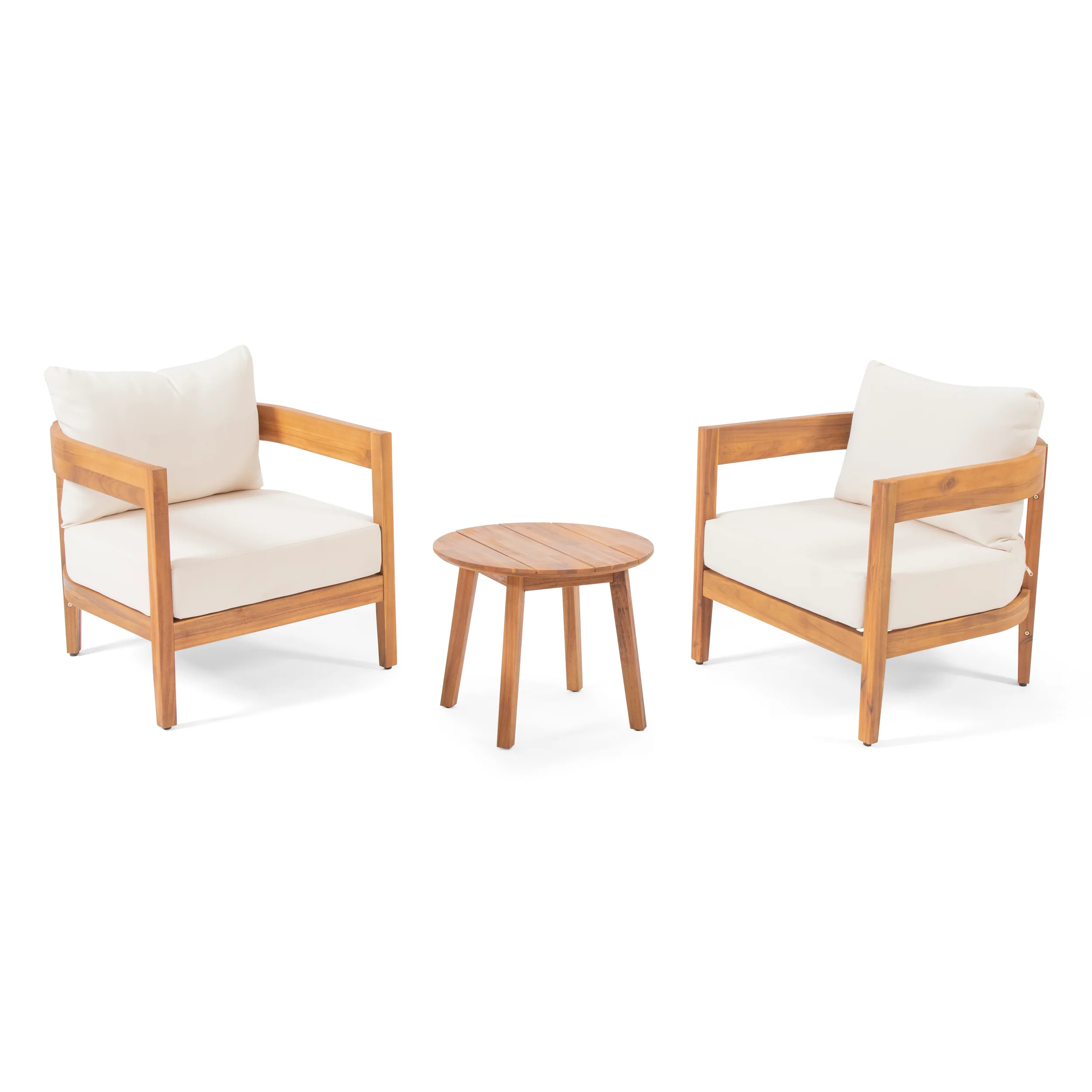 Burrough Outdoor Acacia Wood 2 Seater Chat Set with Cushions - furnishings