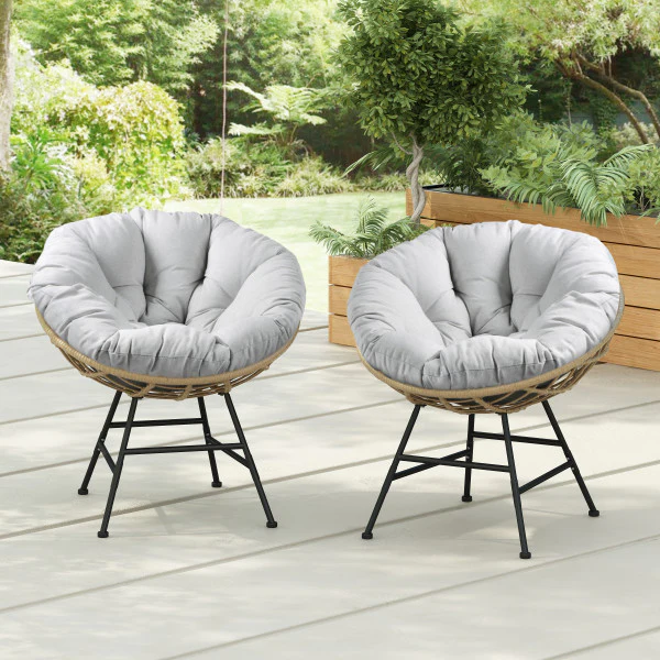 Richmond Outdoor PE Rattan Shelll Chair with Cushions - furnishings