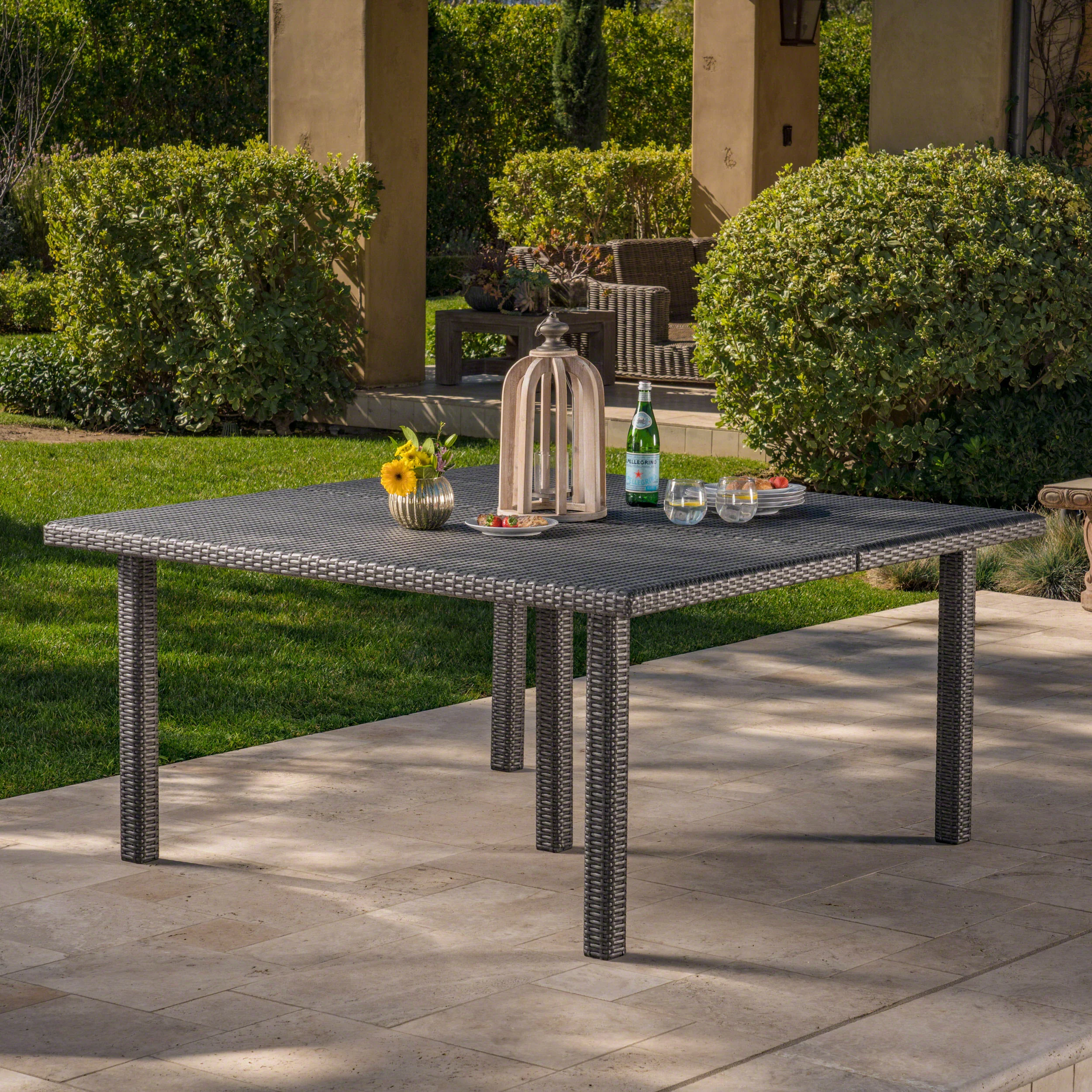 Fern Outdoor 64 Inch Wicker Square Dining Table - furnishings