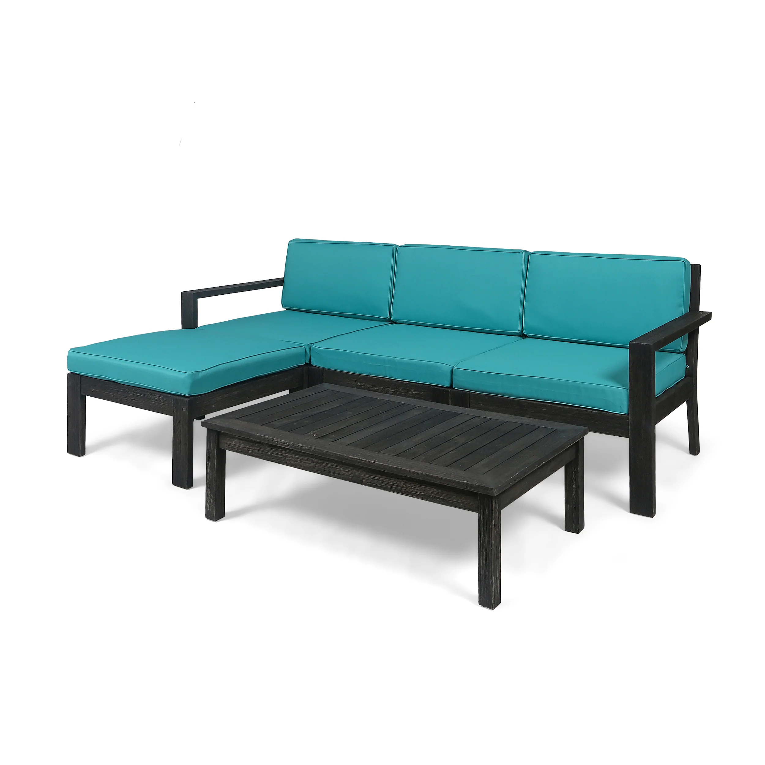 Makayla Ana Outdoor 3 Seater Acacia Wood Sofa Sectional with Cushions - furnishings