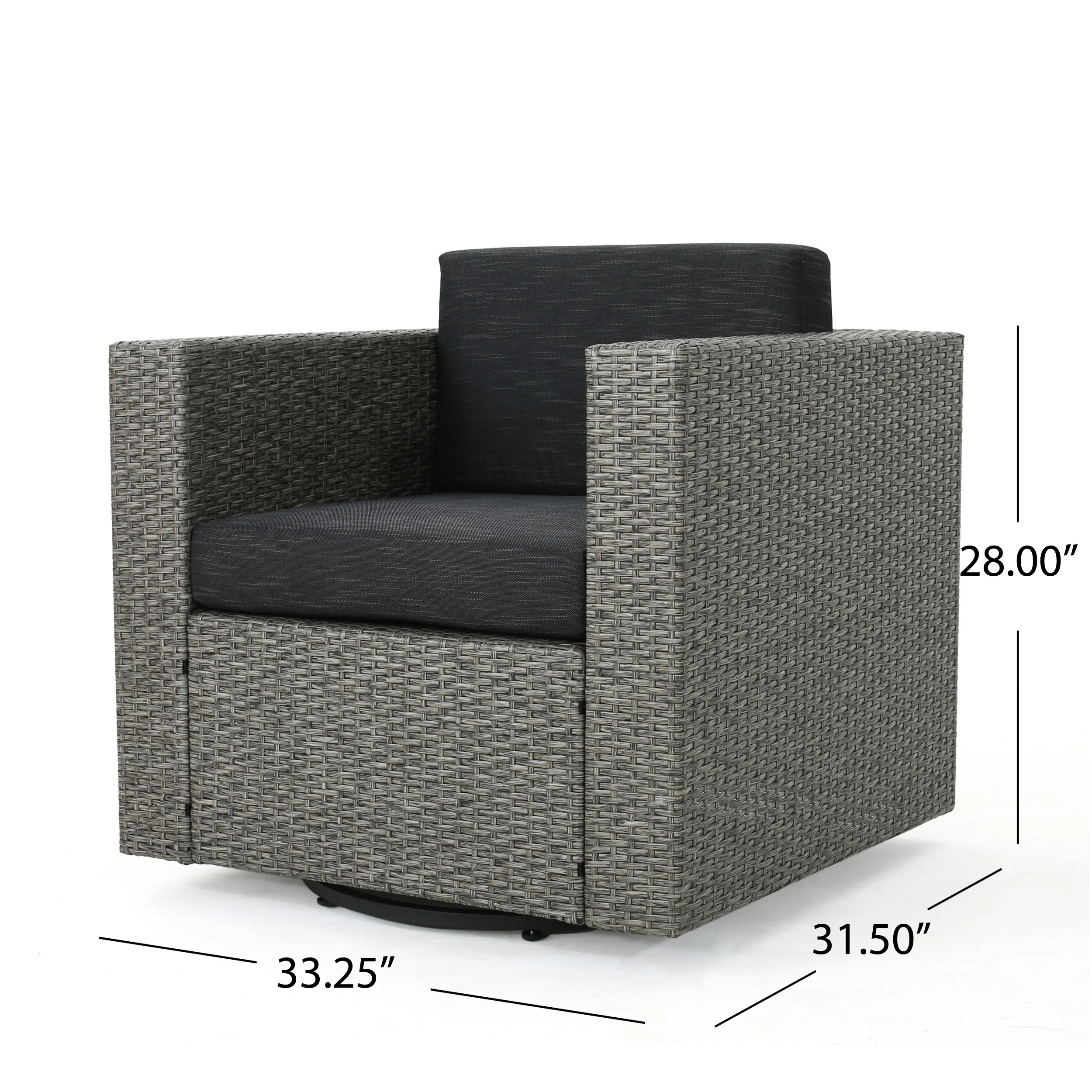 Leon Outdoor 4 Piece Swivel Club Chair Set with Round Fire Pit - furnishings
