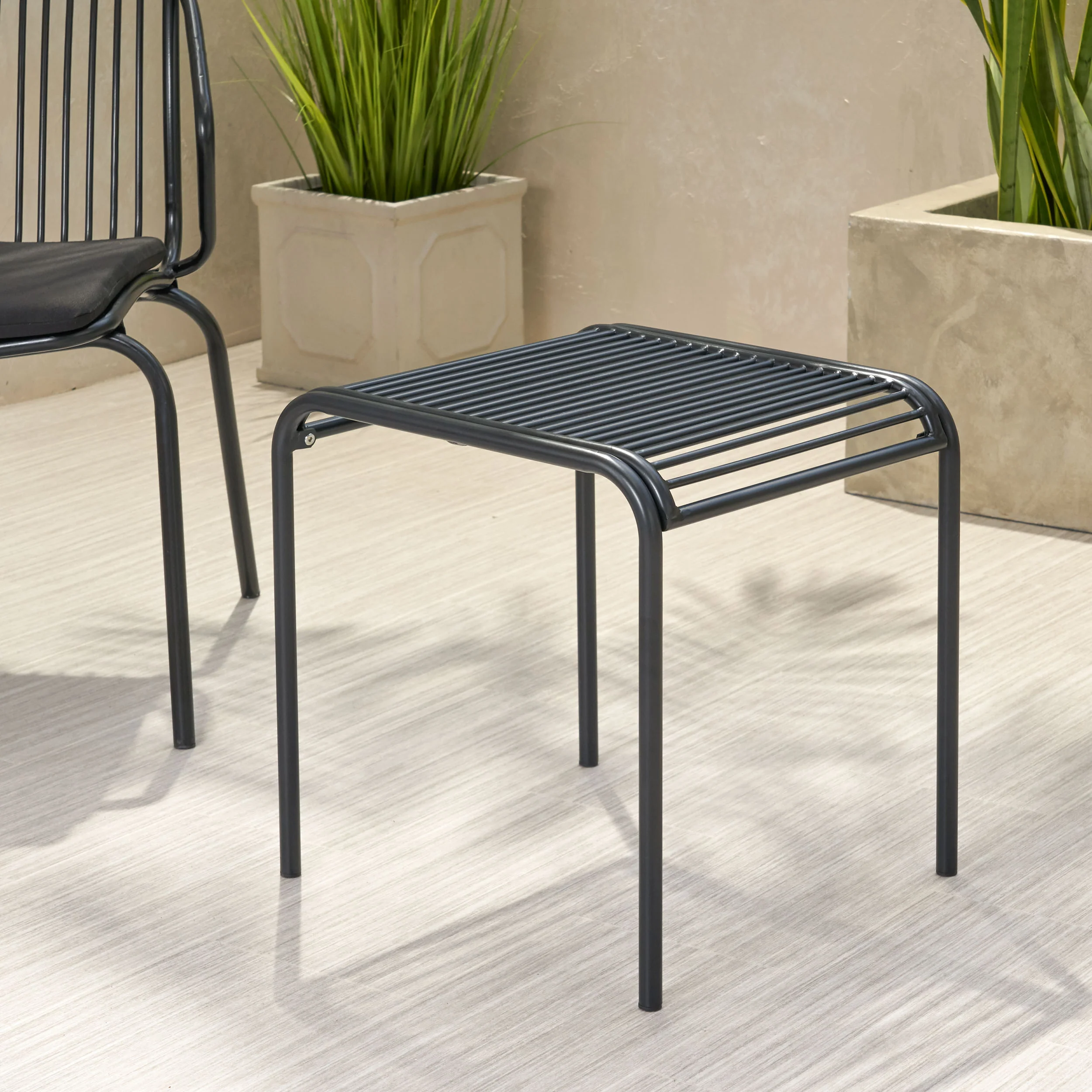 Emily Outdoor Modern Iron Side Table - furnishings