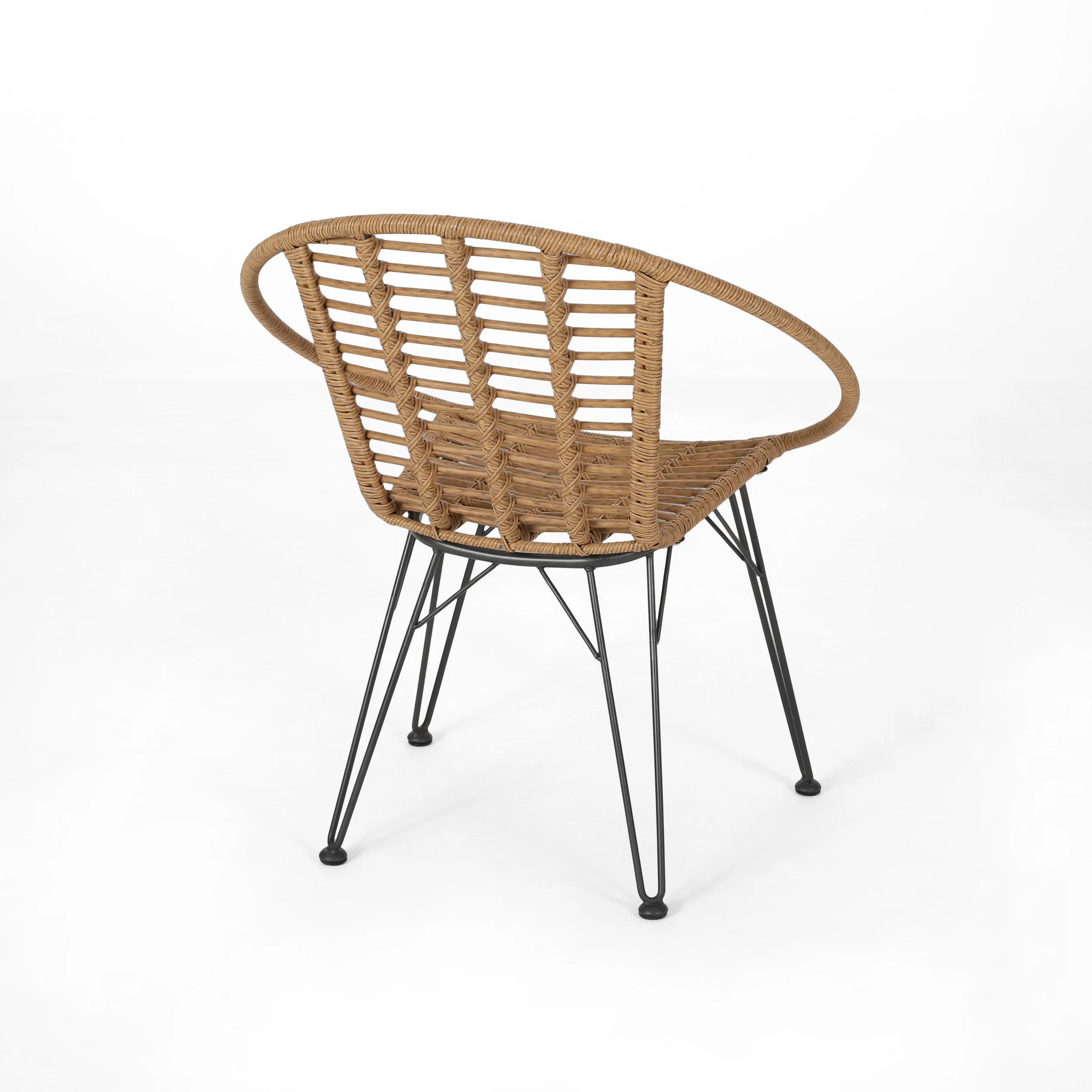 Zeferino Outdoor Modern Boho 2 Seater Wicker Chat Set with Side Table - furnishings