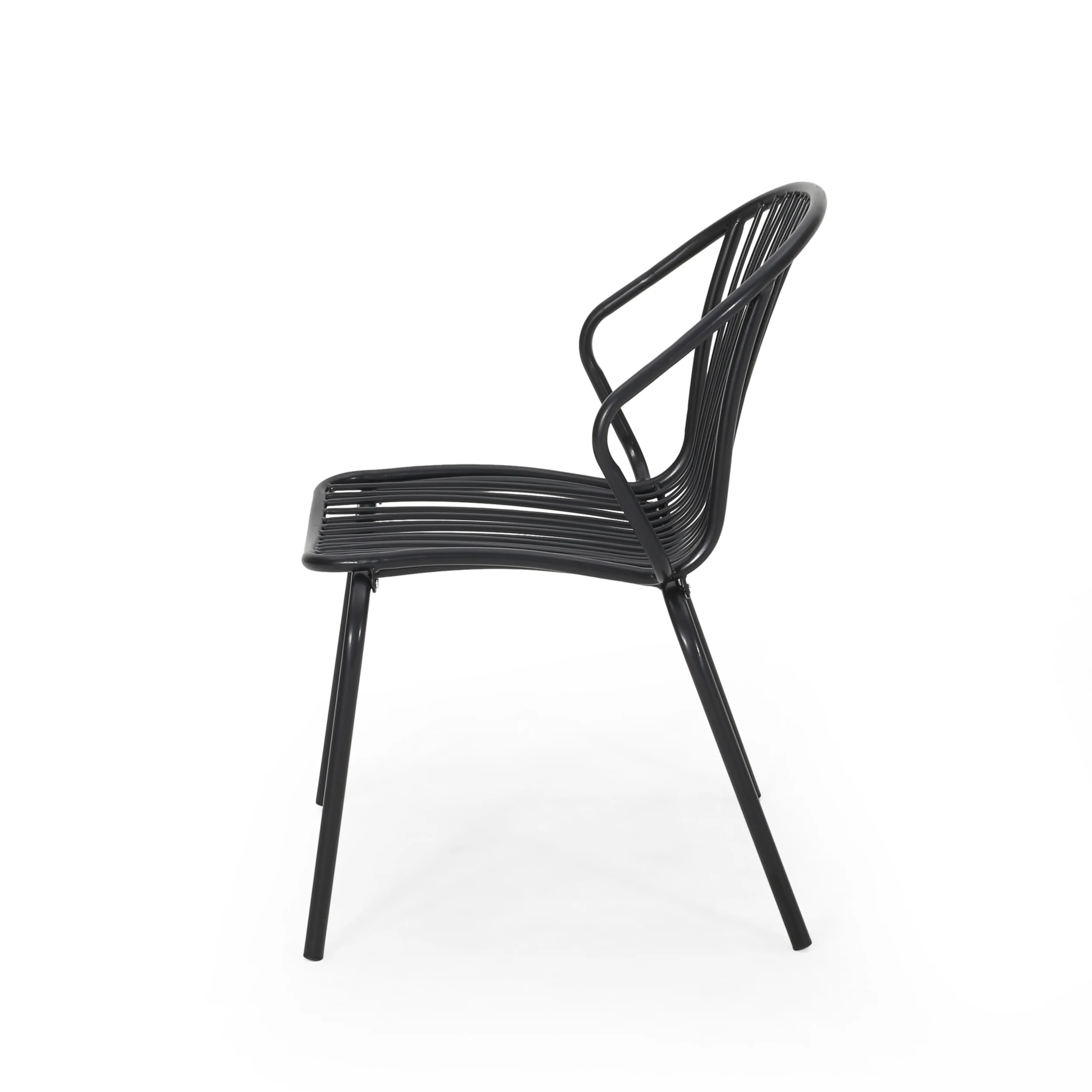 Emily Outdoor Modern Iron Club Chair (Set of 2) - furnishings