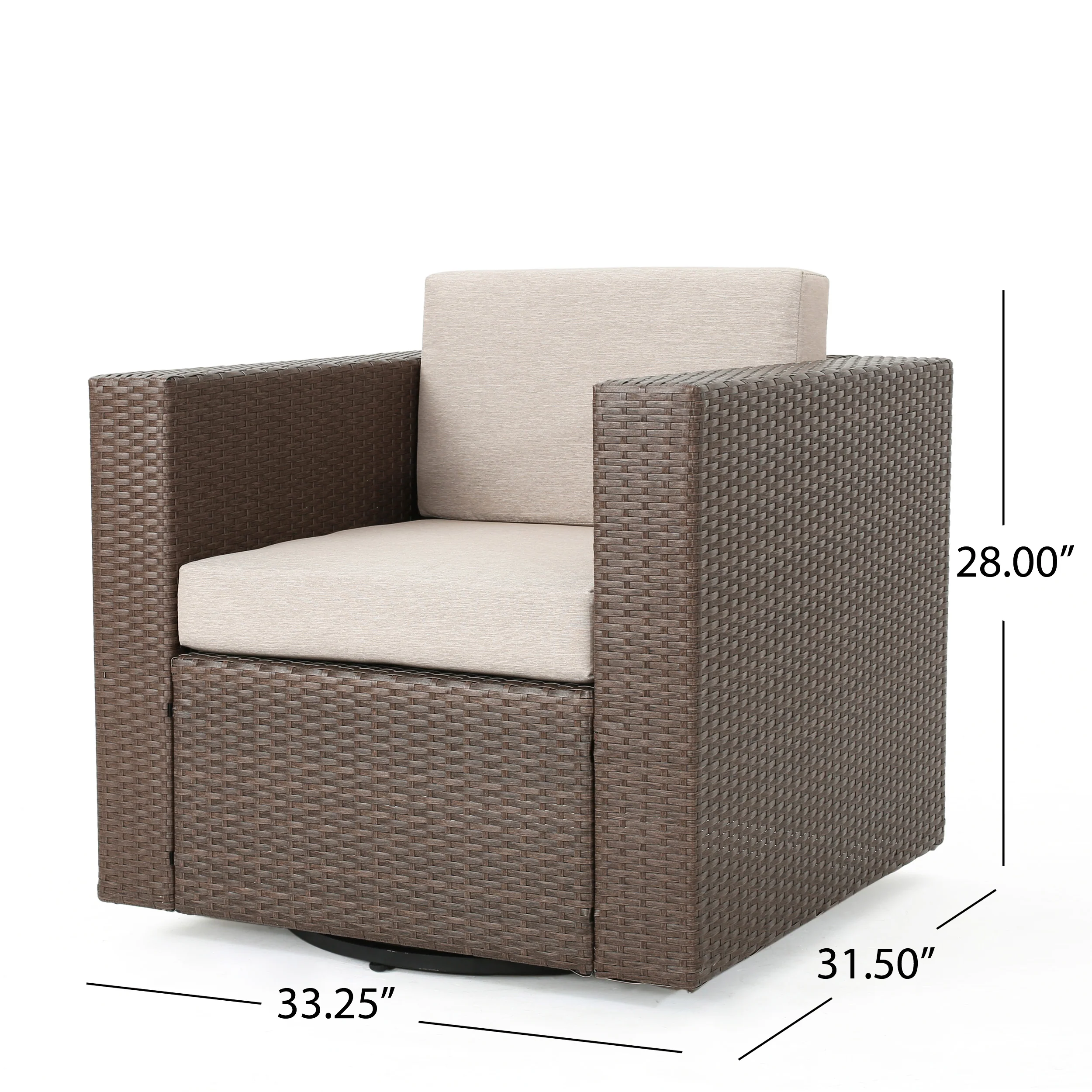 Venice Outdoor 5 Piece Chat Set with Brown Wicker Club Chairs and Fire Pit - furnishings