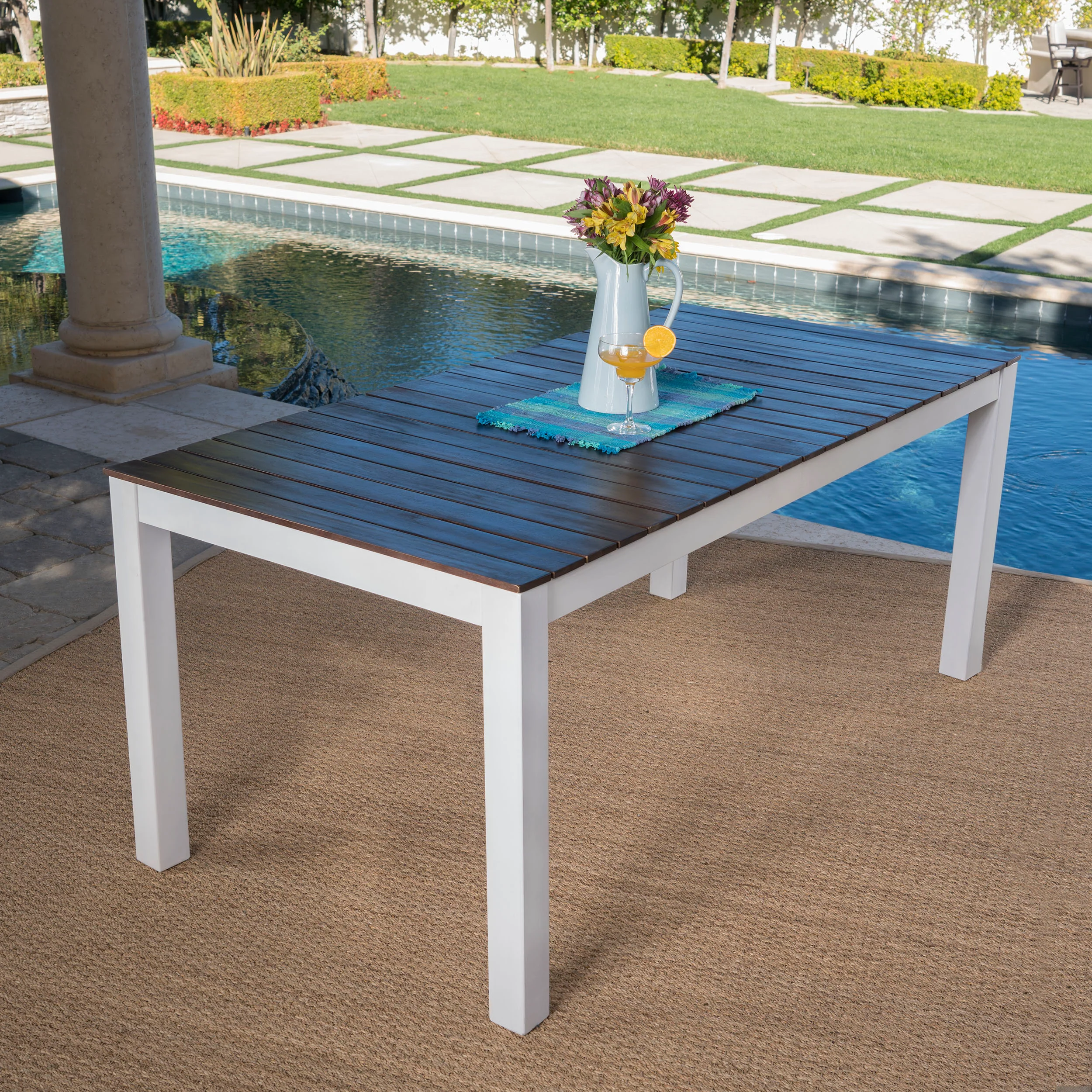 Rodanthe Outdoor Dark Brown Finished Acacia Wood Dining Table - furnishings