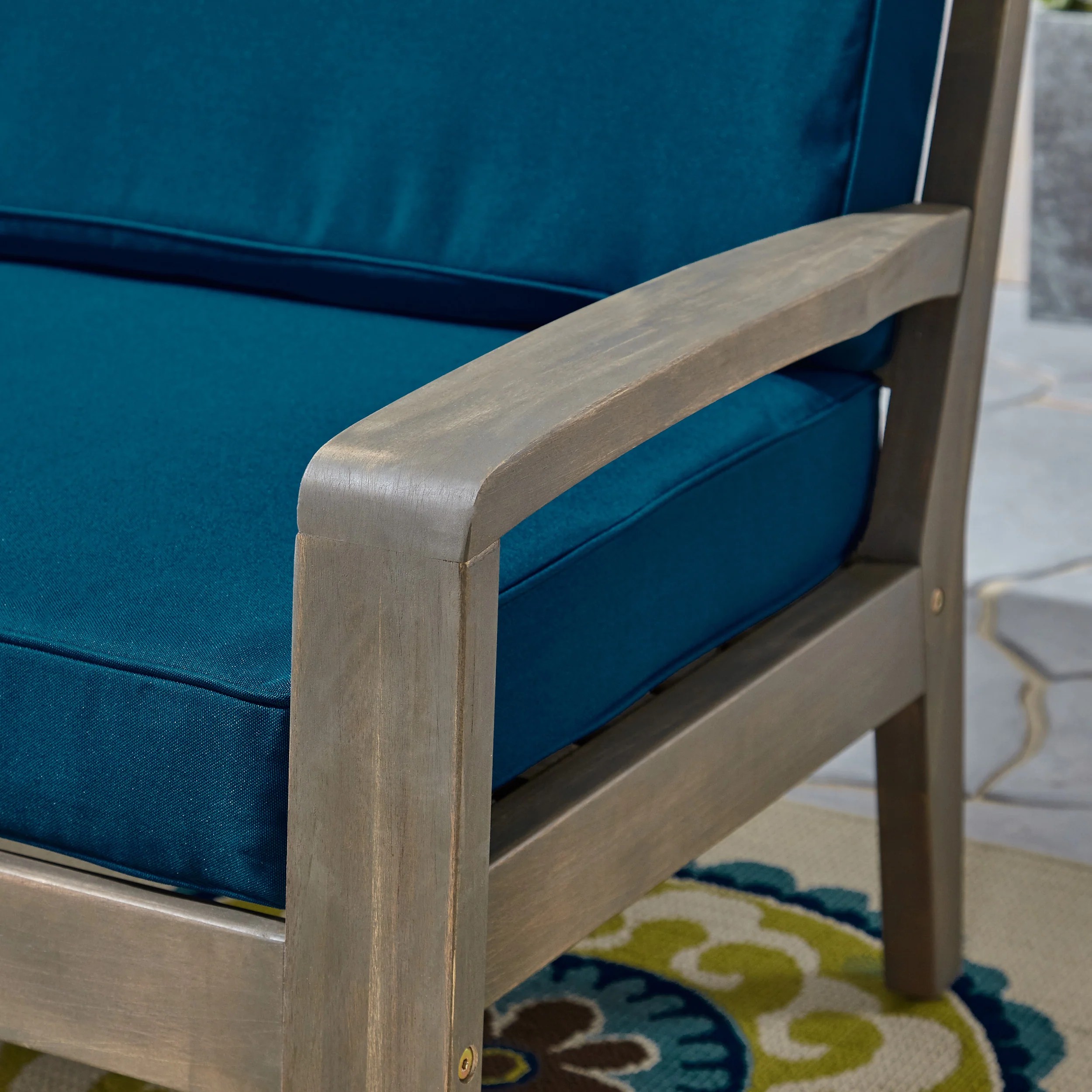 Parma Outdoor Acacia Wood Club Chairs with Cushions - furnishings