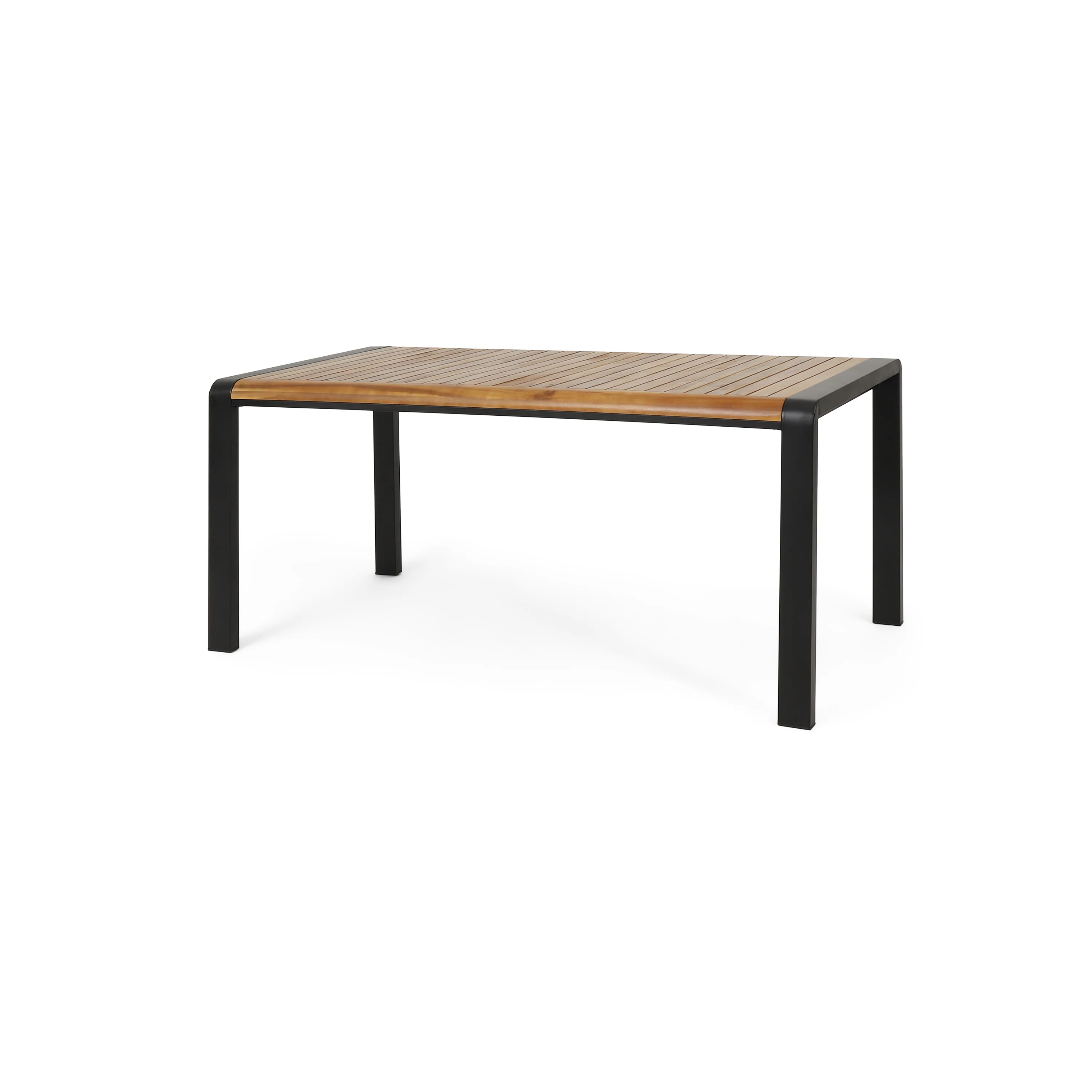 Roseland Outdoor Acacia Wood Dining Table, Teak and Black - furnishings