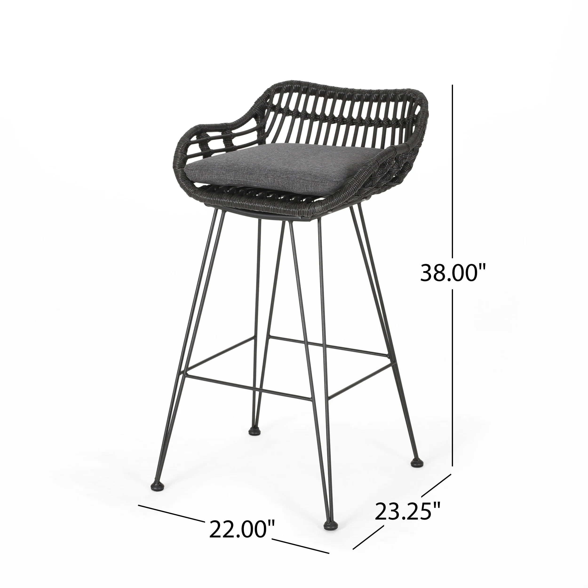 Lisa Outdoor Wicker Barstools with Cushions (Set of 2) - furnishings