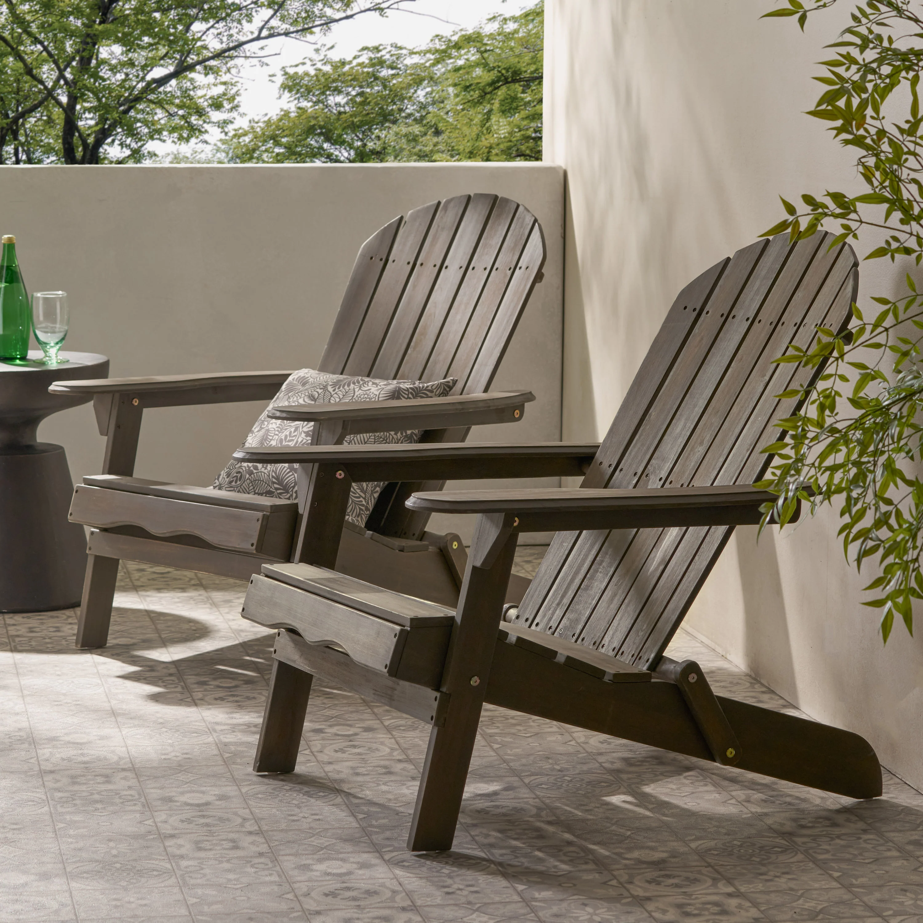 Milan Outdoor Acacia Wood Folding Adirondack Chair - furnishings