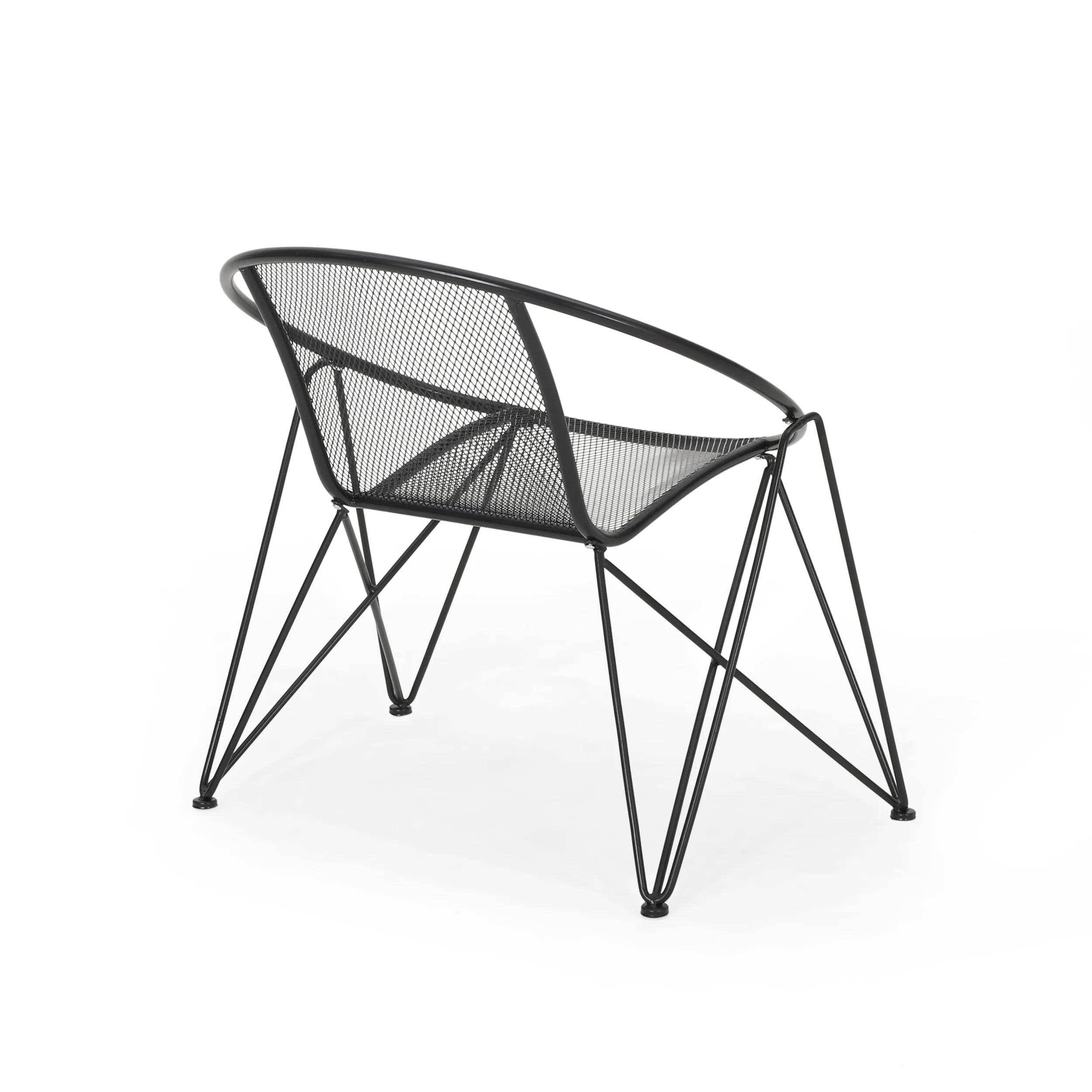 Ariella Modern Outdoor Iron Chat Set with Side Table - furnishings