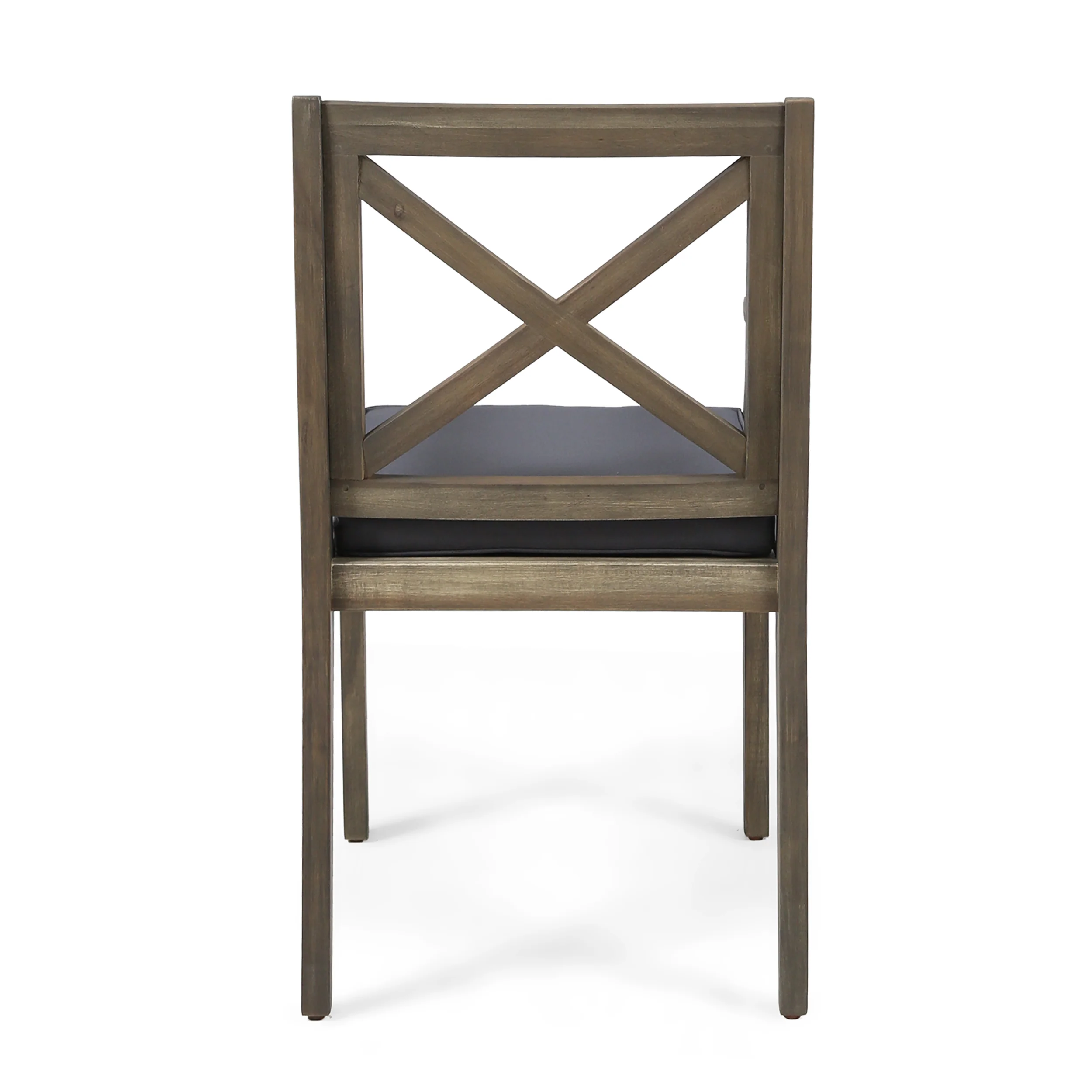 Peter Outdoor Acacia Wood Dining Chair (Set of 2), Grey with Grey Cushions - furnishings
