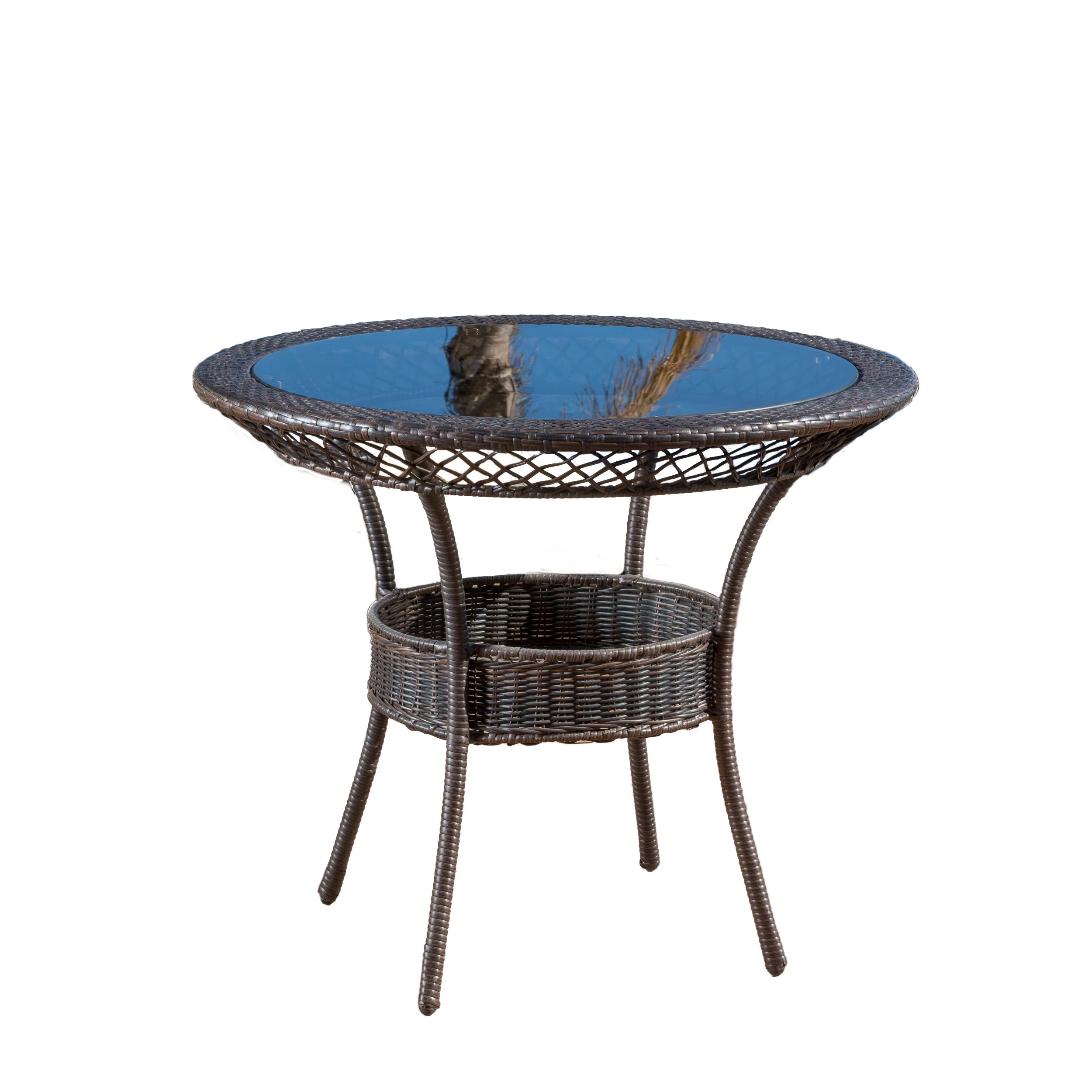Gaviota 34-inch Round Outdoor Wicker Dining Table - furnishings