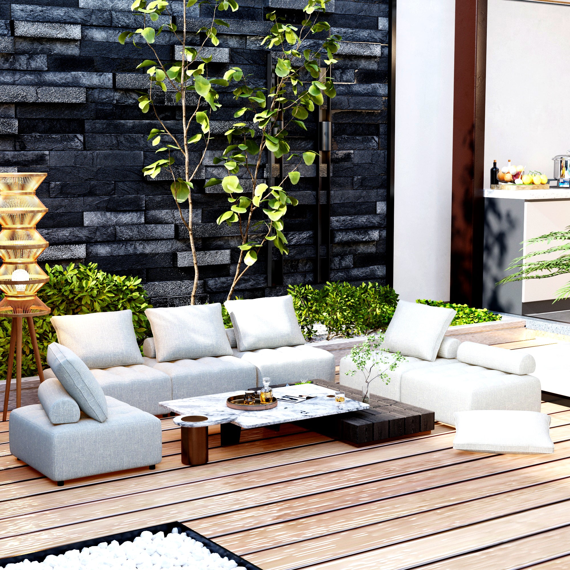Premium Outdoor Modular Sofa with Aluminum Frame, Removable Cushions & Waterproof Cover - furnishings