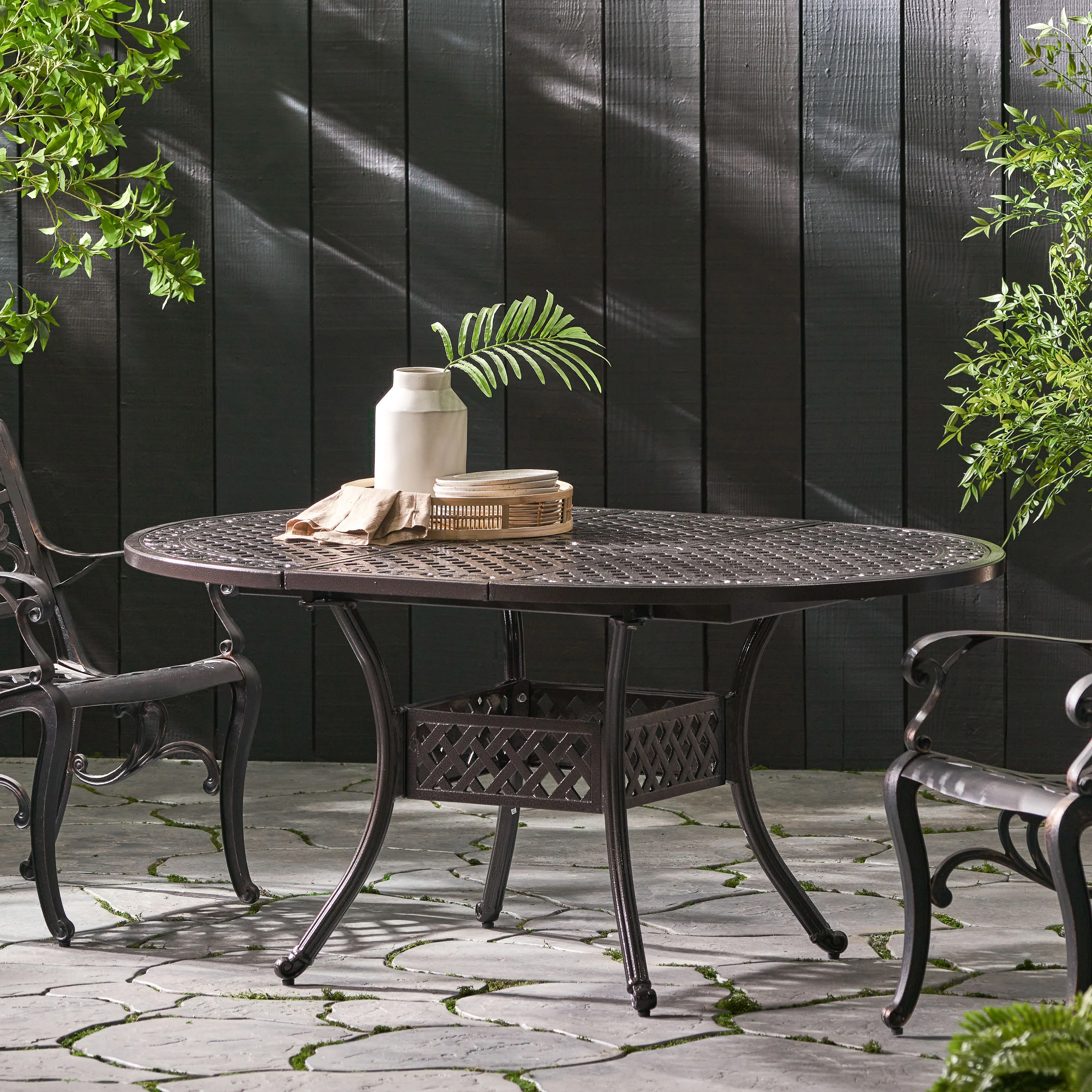 Stannis Outdoor Expandable Aluminum Dining Table - furnishings
