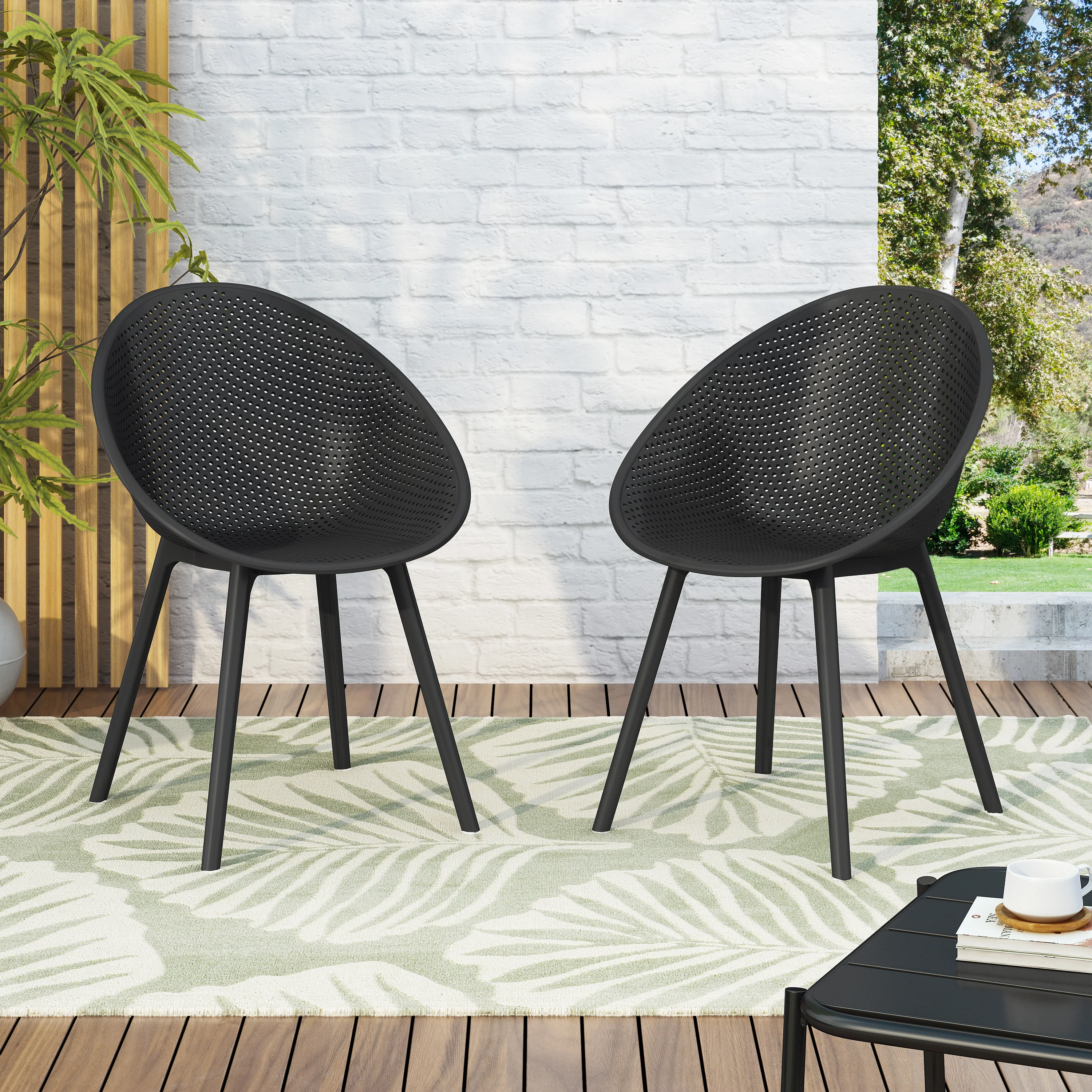 Indoor & Outdoor Polypropelene Plastic Gable Dining Chair, Set of 2 - furnishings