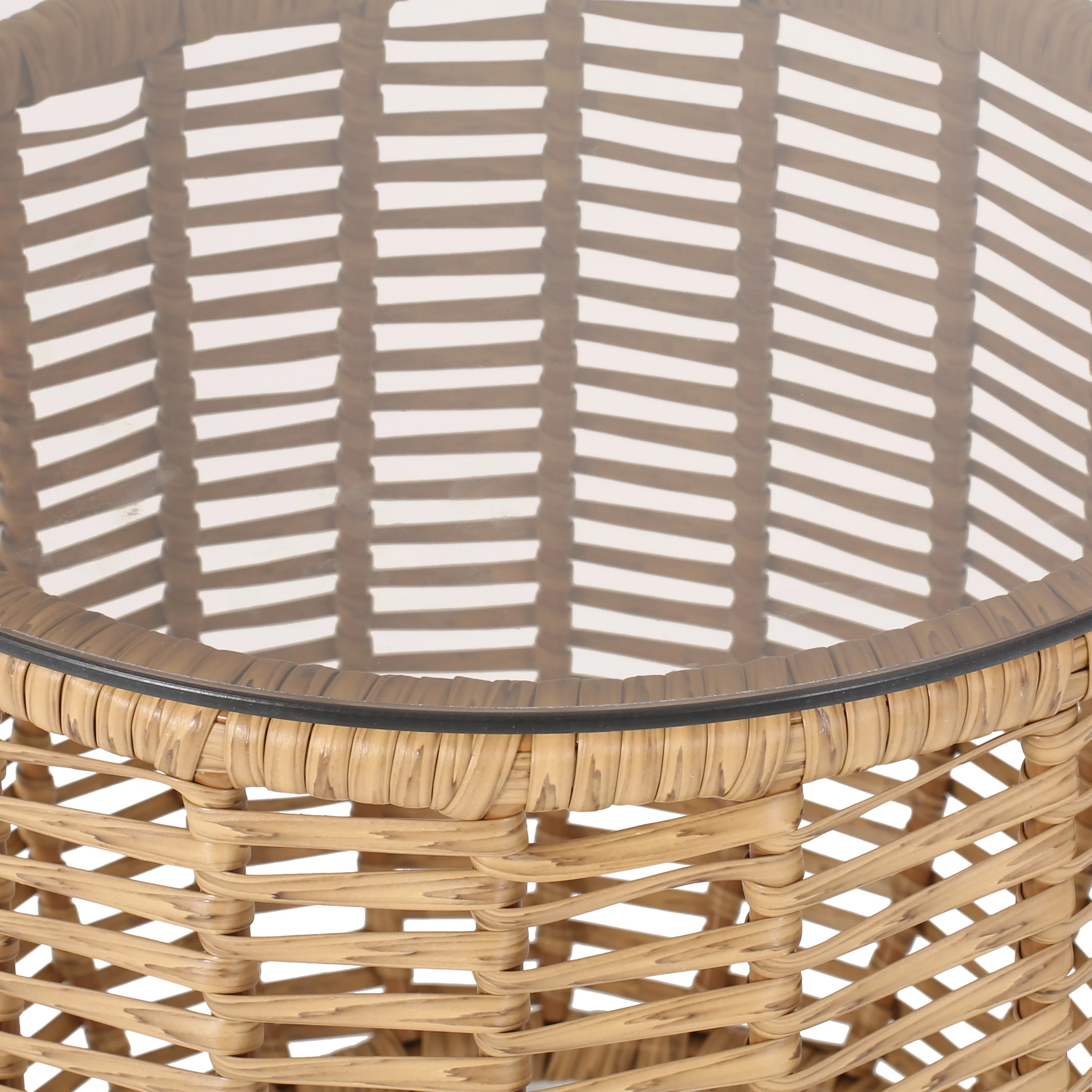 Ola Wicker Side Table with Tempered Glass Top - furnishings